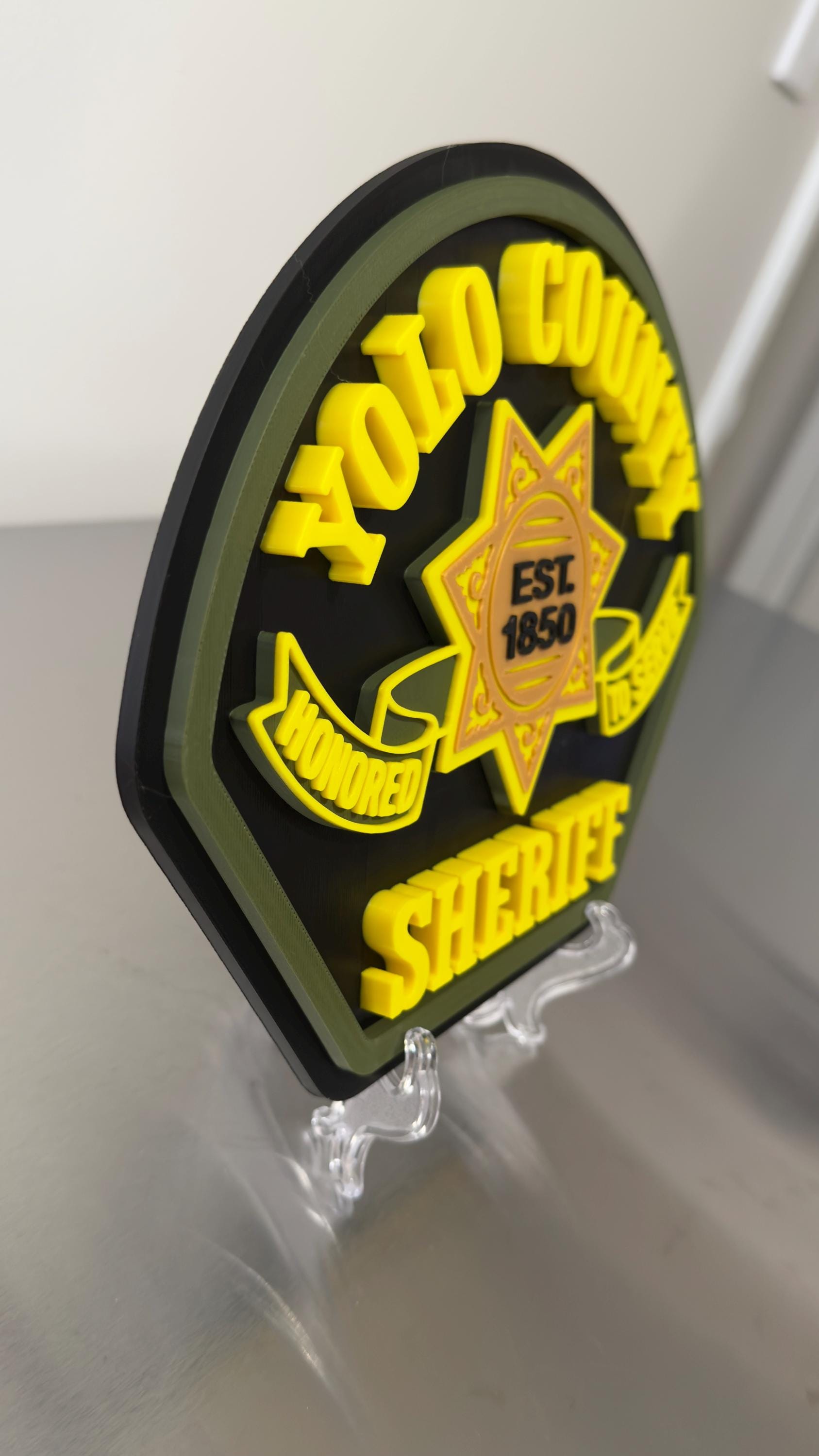 YOLO County Sheriff 3D Display Plaque - First Responder Wall Art California