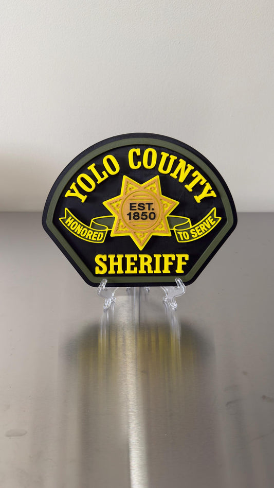 YOLO County Sheriff 3D Display Plaque - First Responder Wall Art California