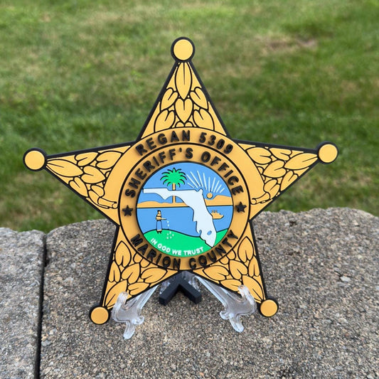 Customizable Florida Sheriff Badge Plaque - 3D Printed First Responder Wall Art