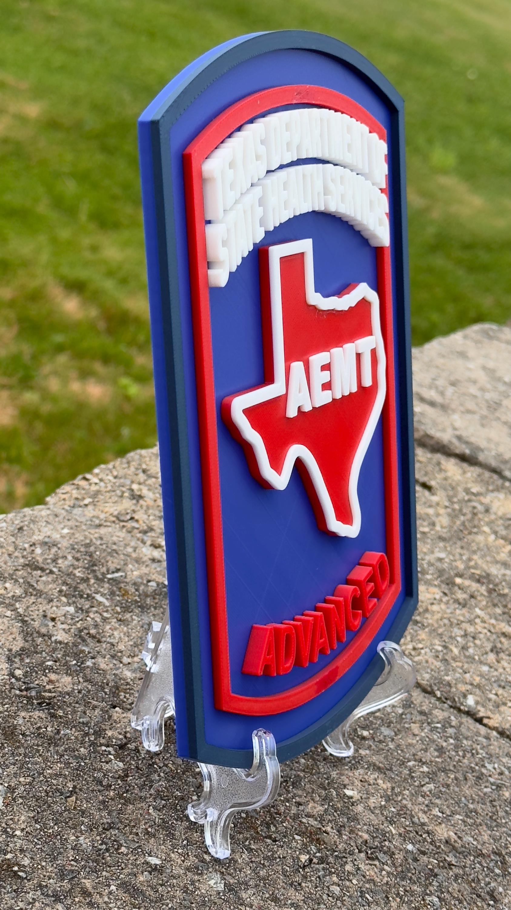 Texas EMT Advanced Plaque - 3D First Responder Wall Art