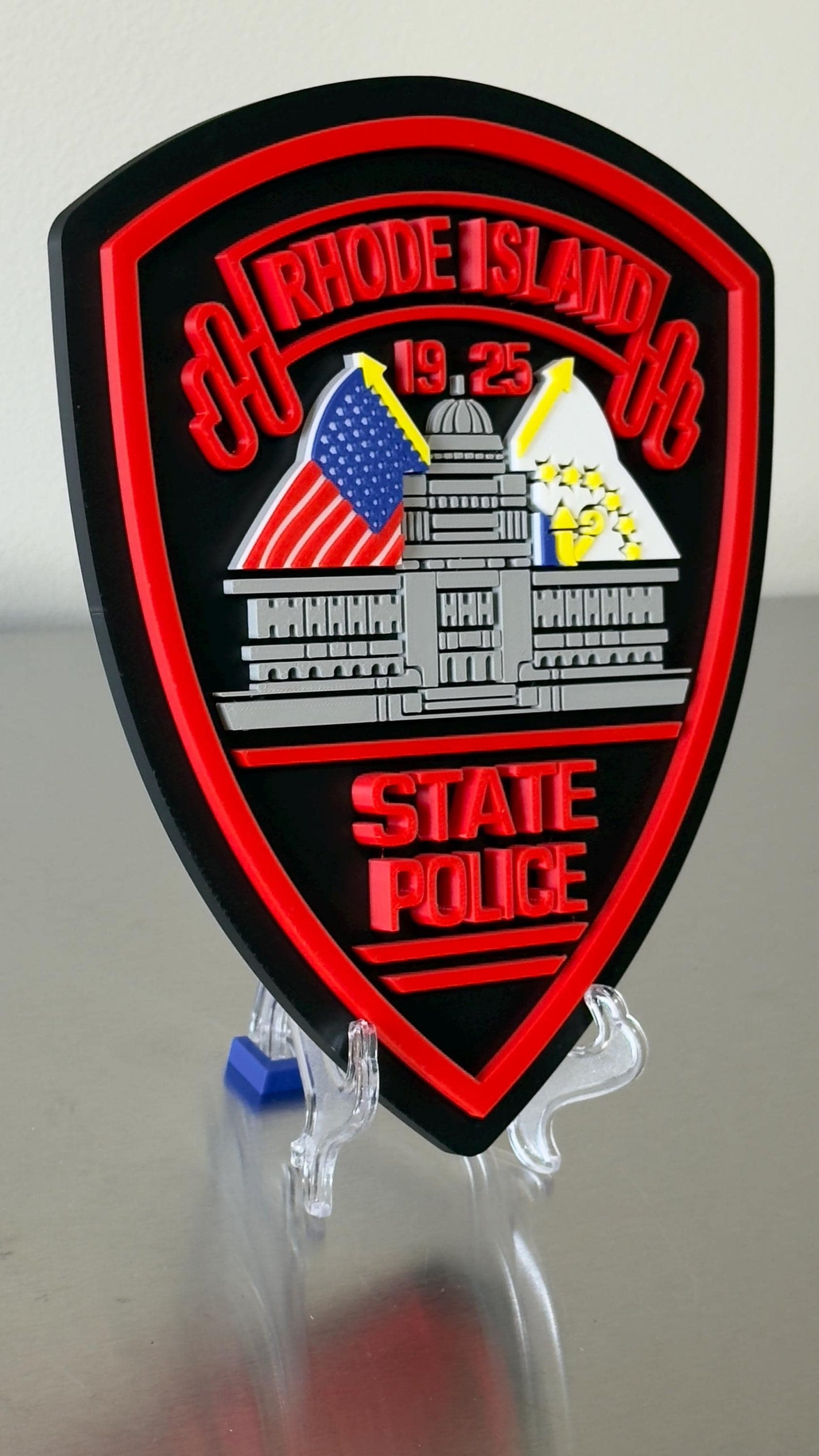 Rhode Island State Police 3D Embossed Plaque: First Responder Wall Art