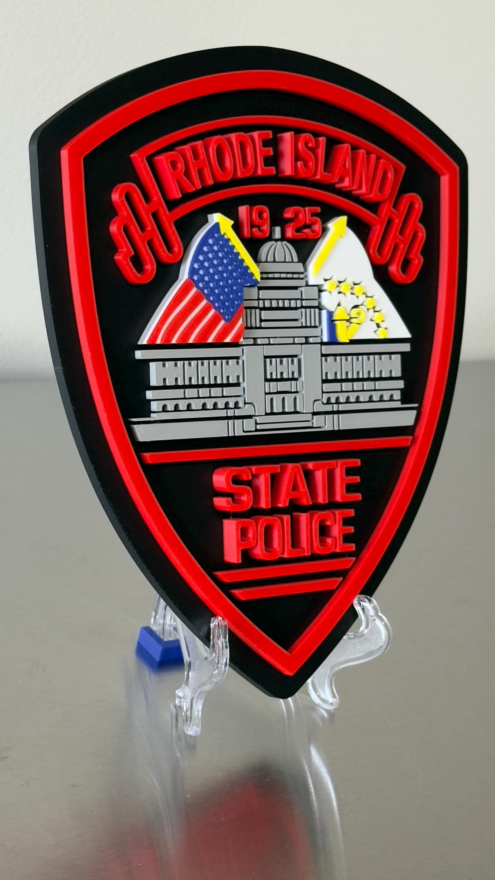 Rhode Island State Police 3D Embossed Plaque: First Responder Wall Art
