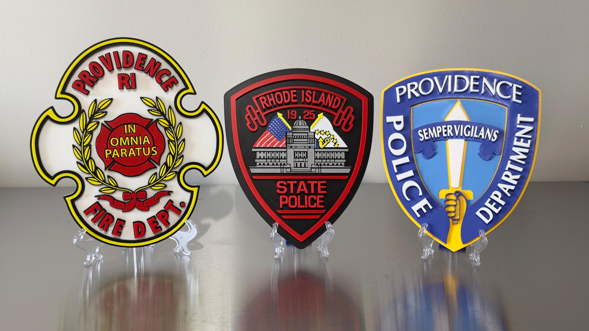 Rhode Island State Police 3D Embossed Plaque: First Responder Wall Art