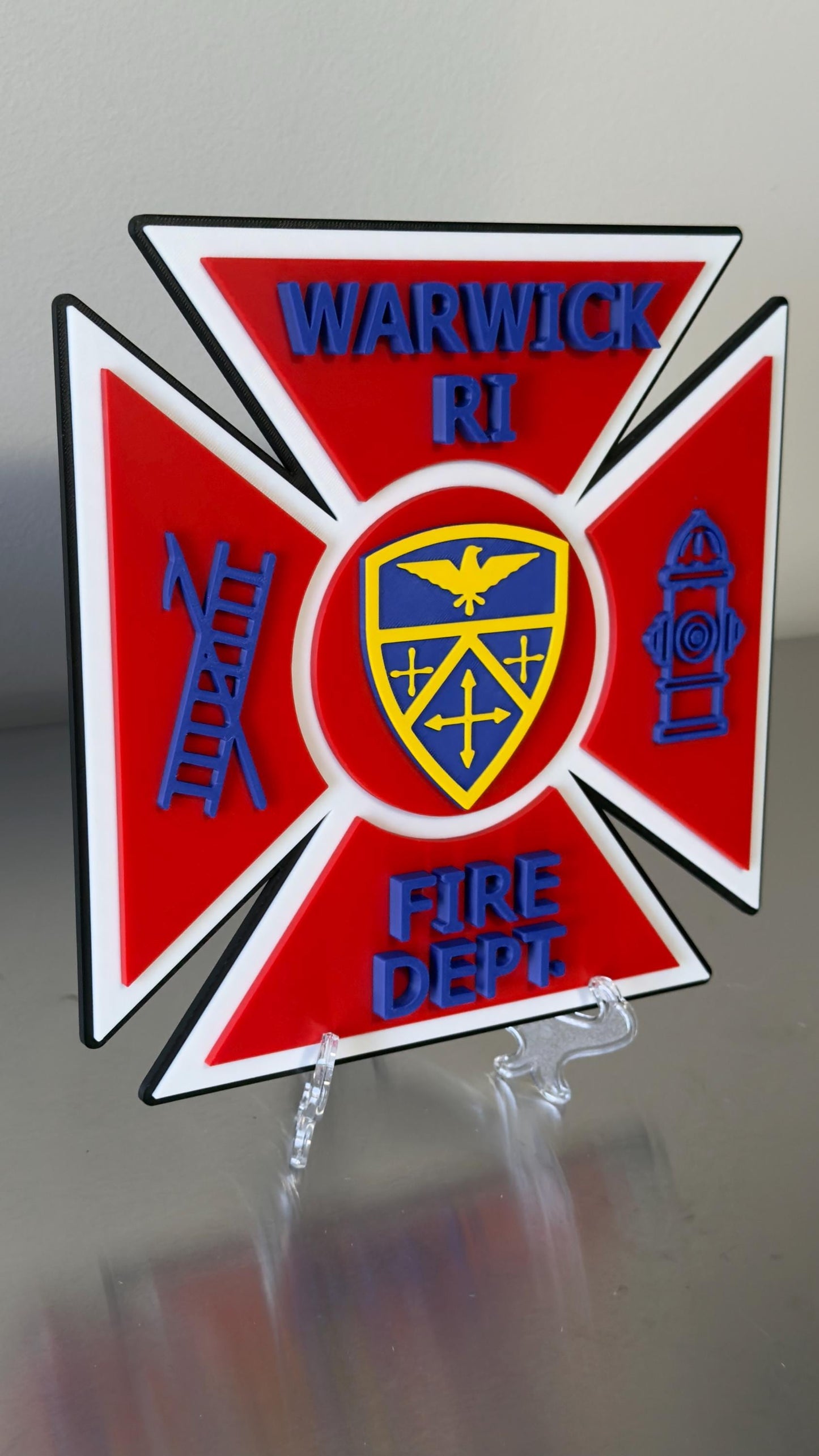Warwick RI Fire Department 3D Embossed Plaque: First Responder Wall Art
