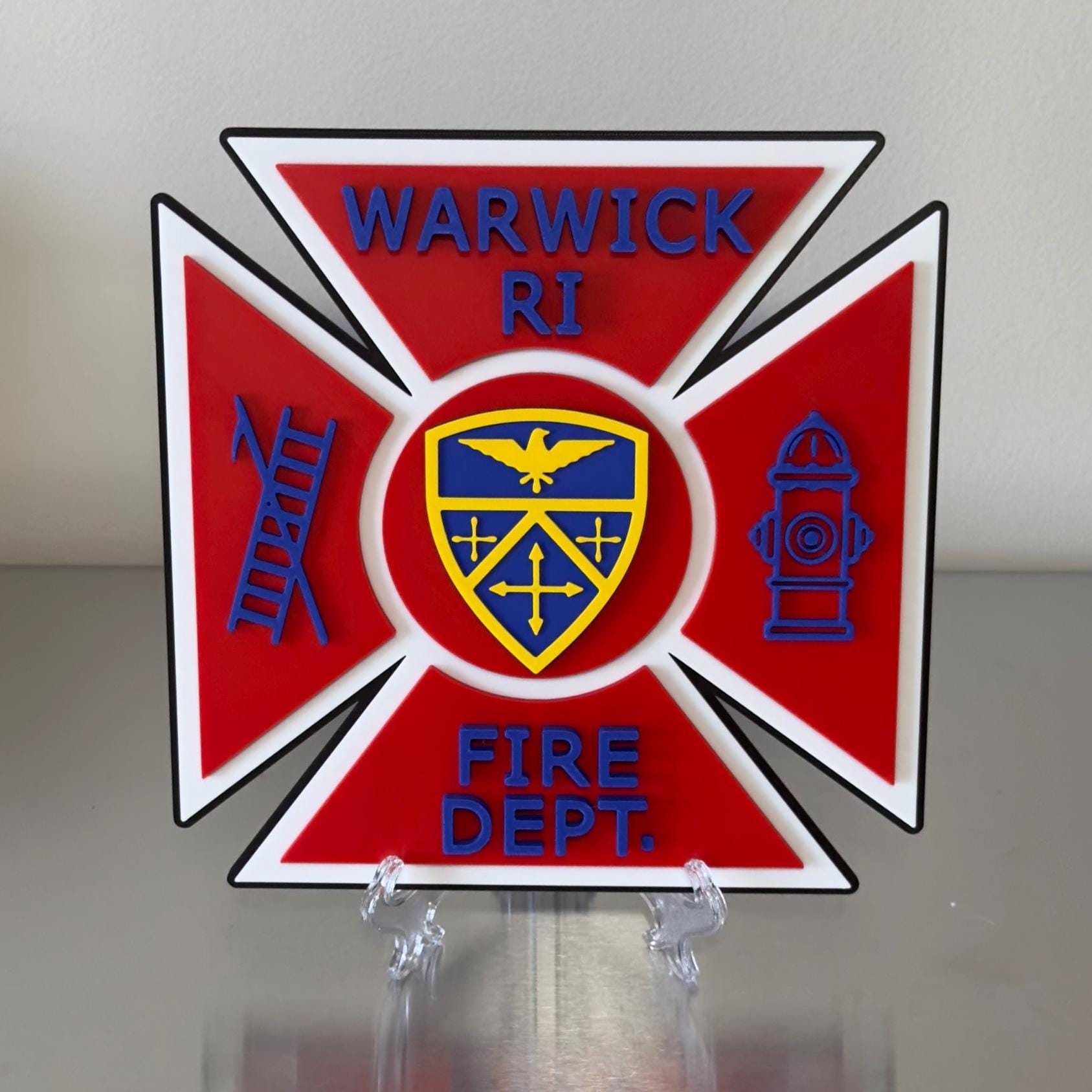 Warwick RI Fire Department 3D Embossed Plaque: First Responder Wall Art