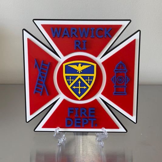 Warwick RI Fire Department 3D Embossed Plaque: First Responder Wall Art