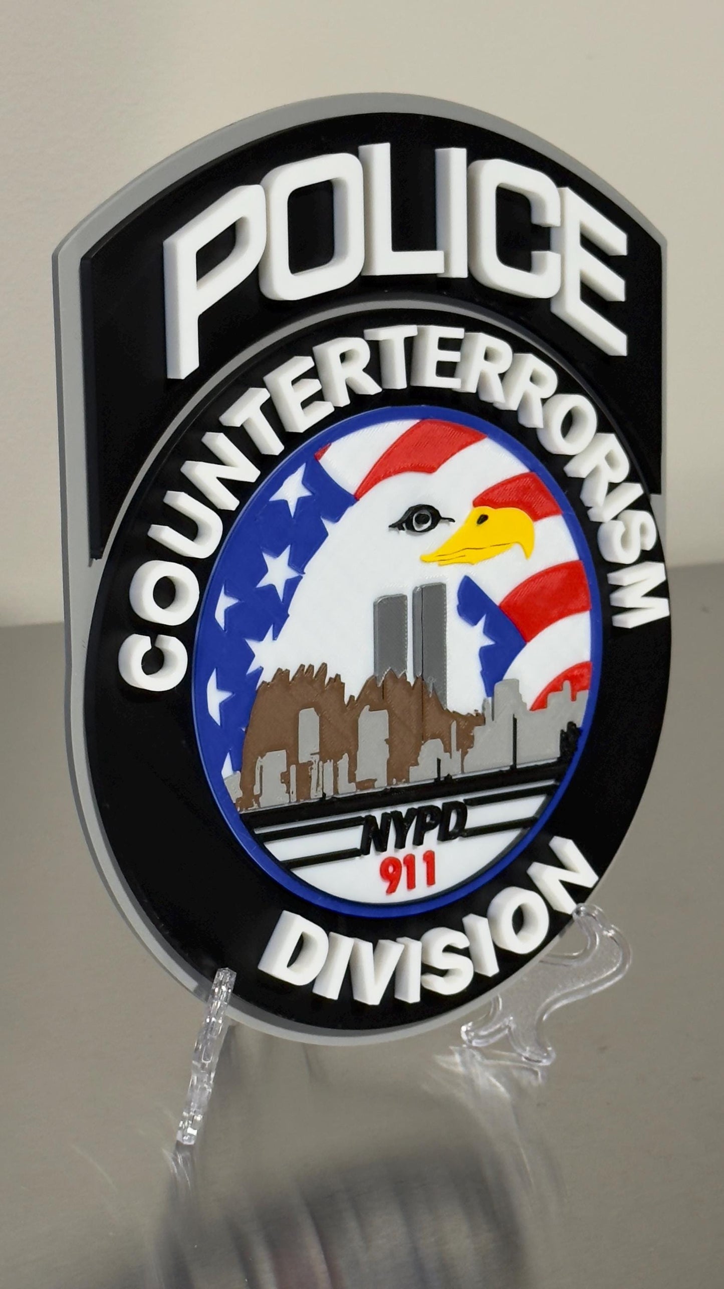 NYPD Police Plaque: Counterterrorism Division (3D Display)
