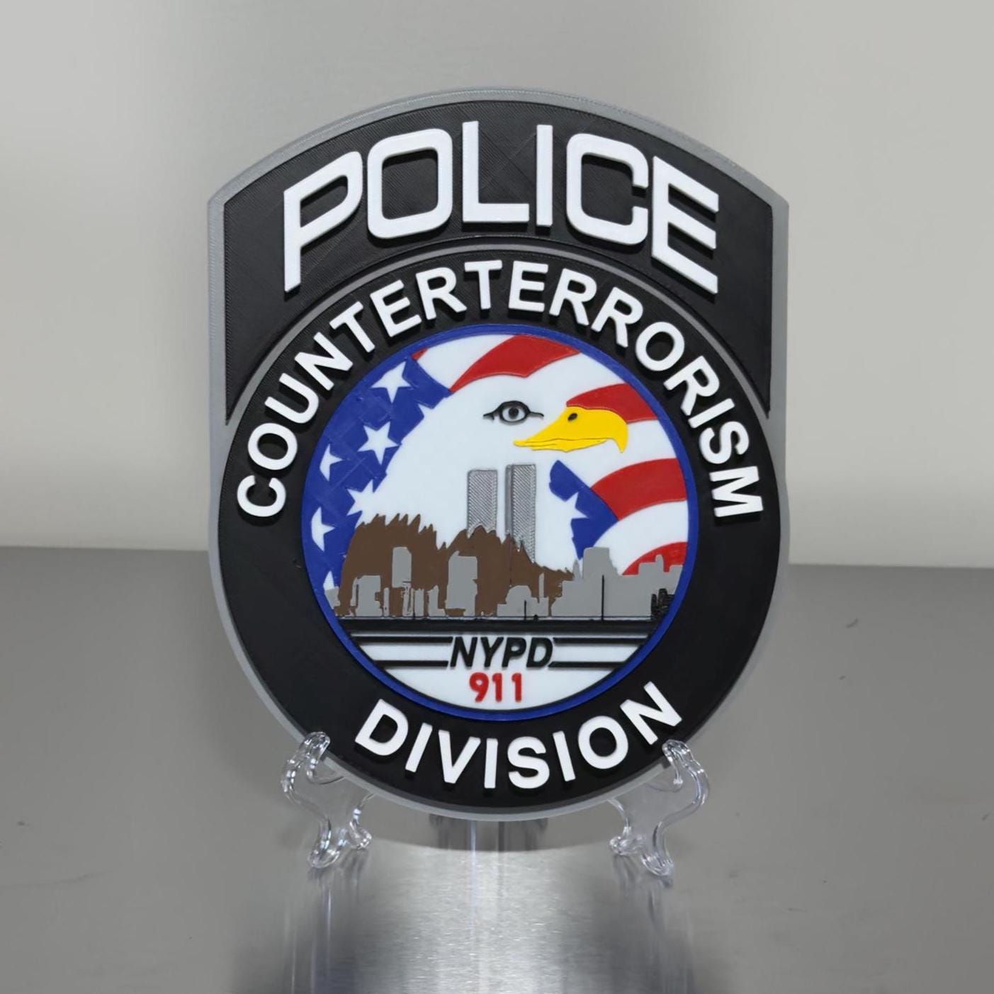 NYPD Police Plaque: Counterterrorism Division (3D Display)