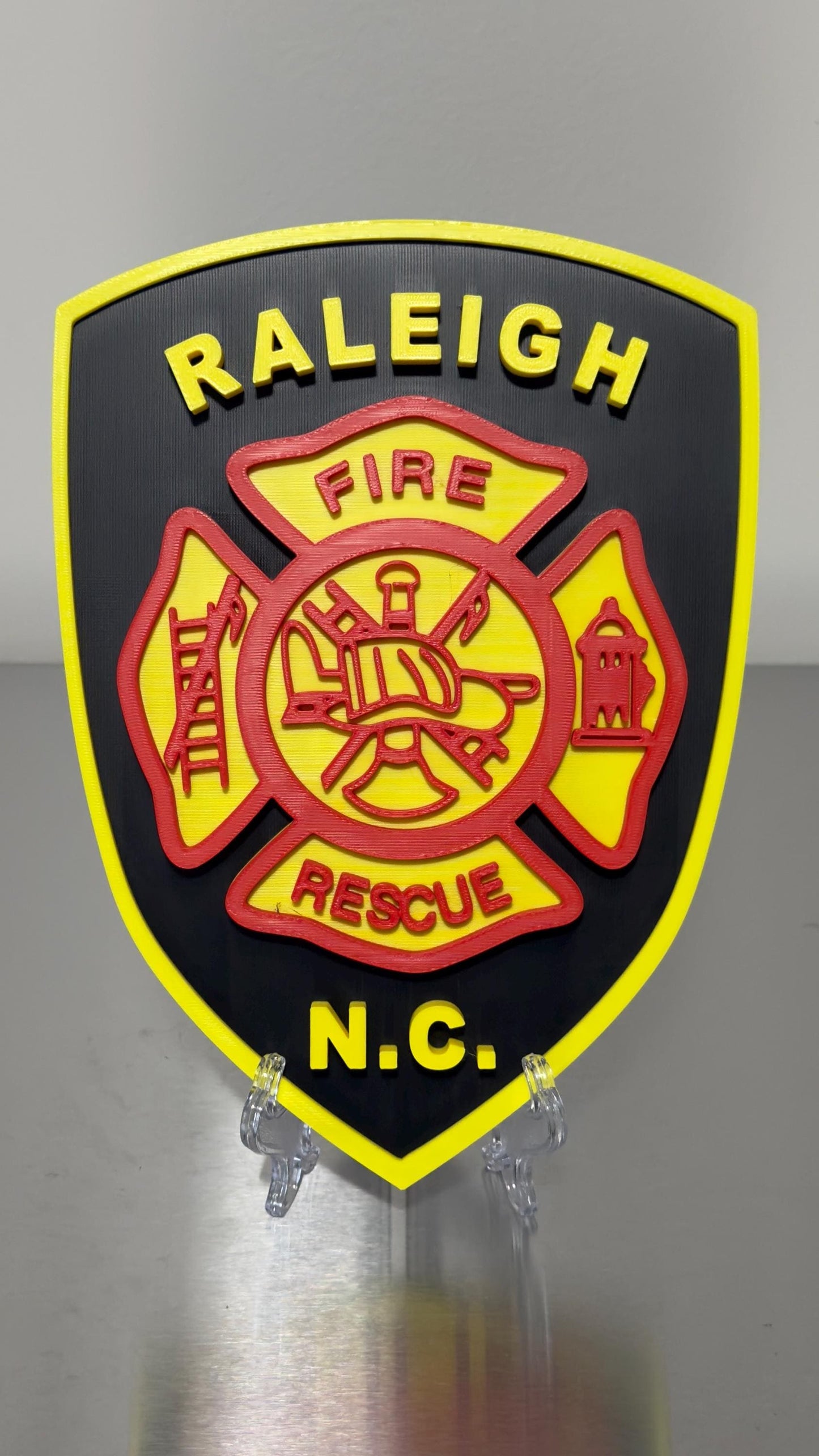 Raleigh NC Fire Department 3D Embossed Plaque: First Responder Wall Art North Carolina