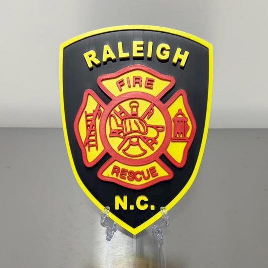 Raleigh NC Fire Department 3D Embossed Plaque: First Responder Wall Art North Carolina