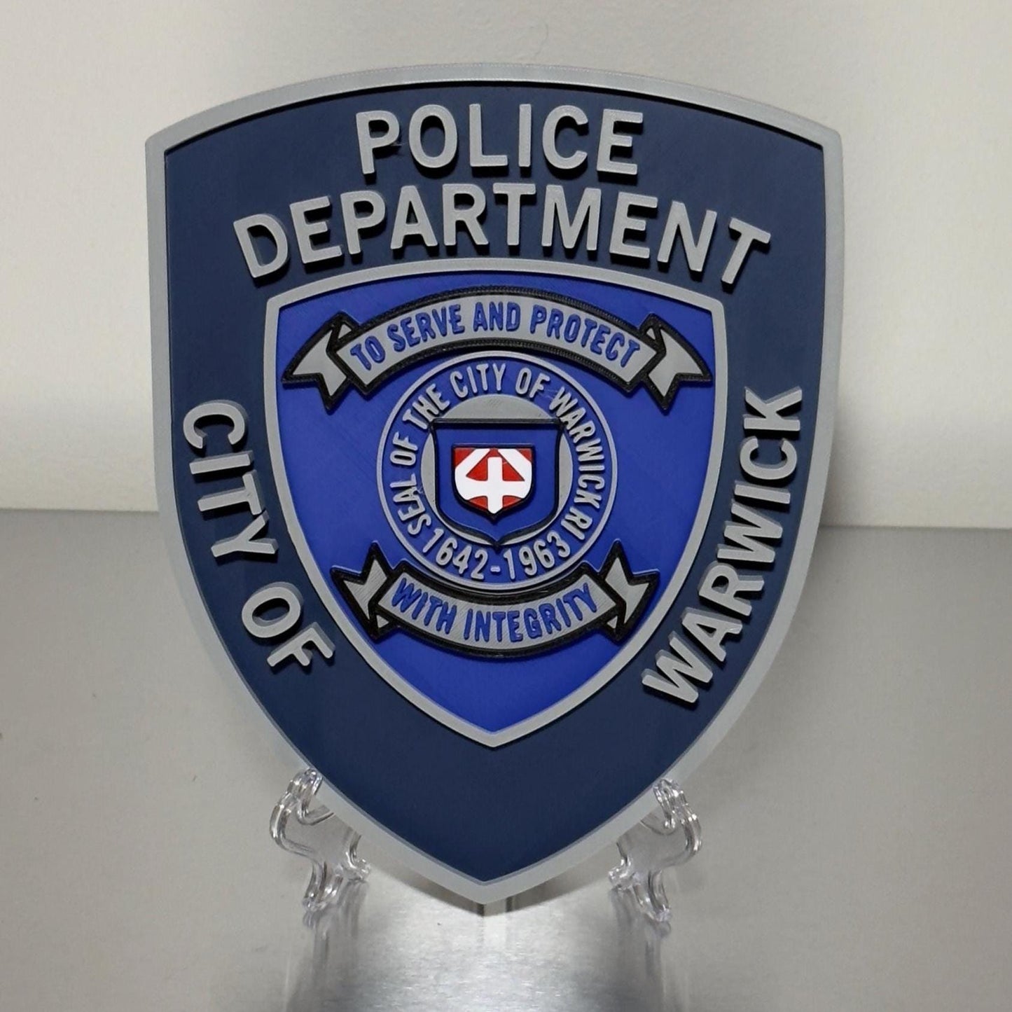Warwick RI Police 3D Embossed Plaque: First Responder Wall Art Rhode Island