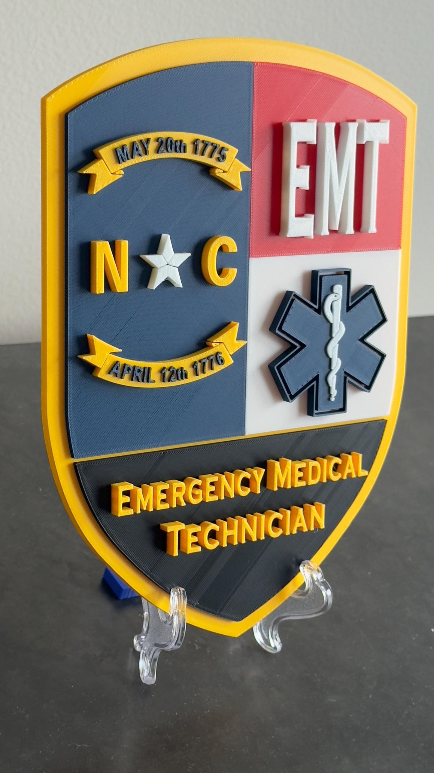 North Carolina EMT EMS Display Plaque: First Responder Wall Art