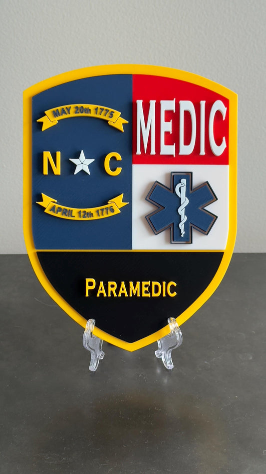 North Carolina Paramedic 3D Plaque, First Responder Wall Decor