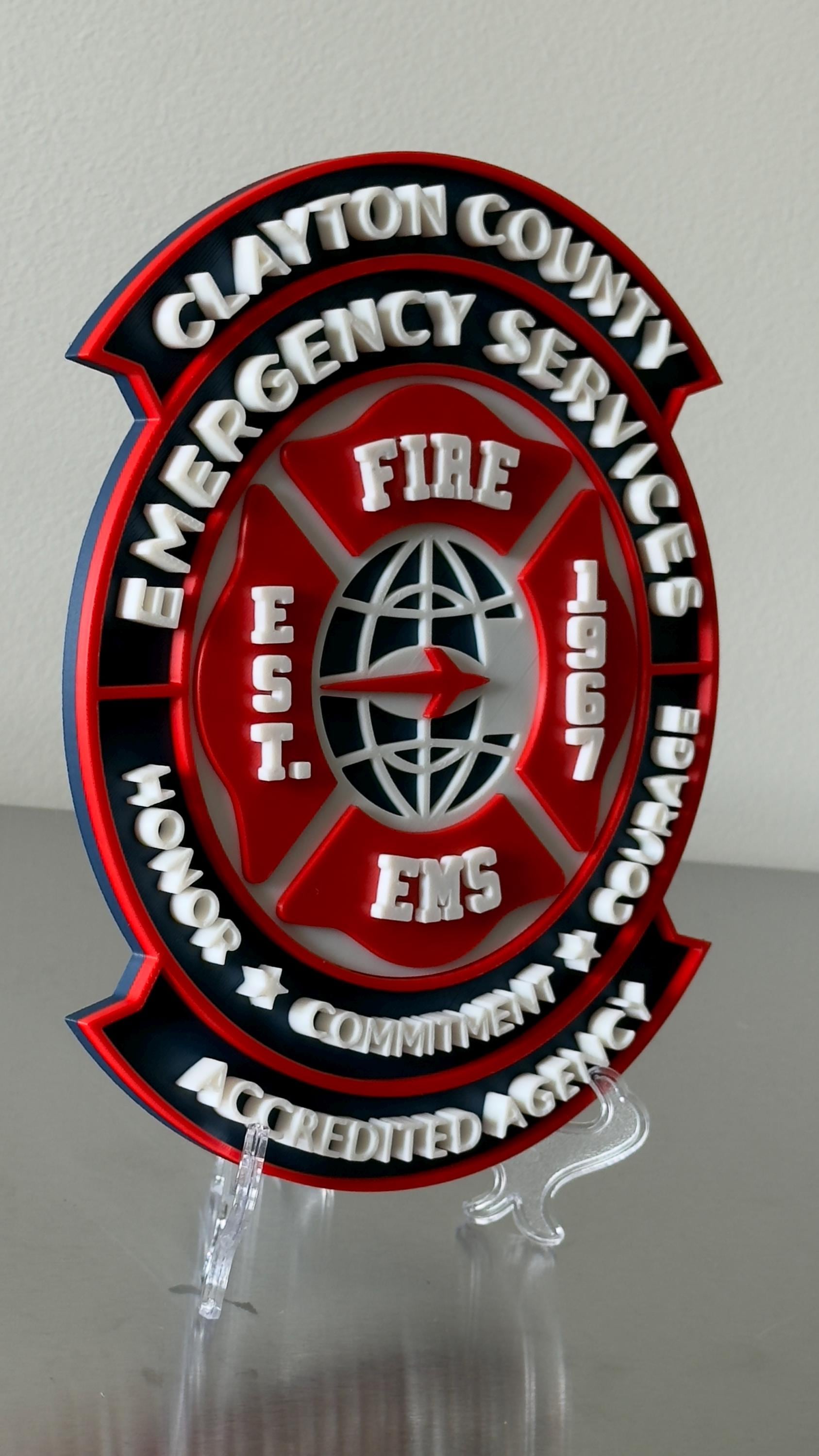 Clayton County GA Fire & EMS 3D Embossed Display Plaque: First Responder Wall Art Georgia