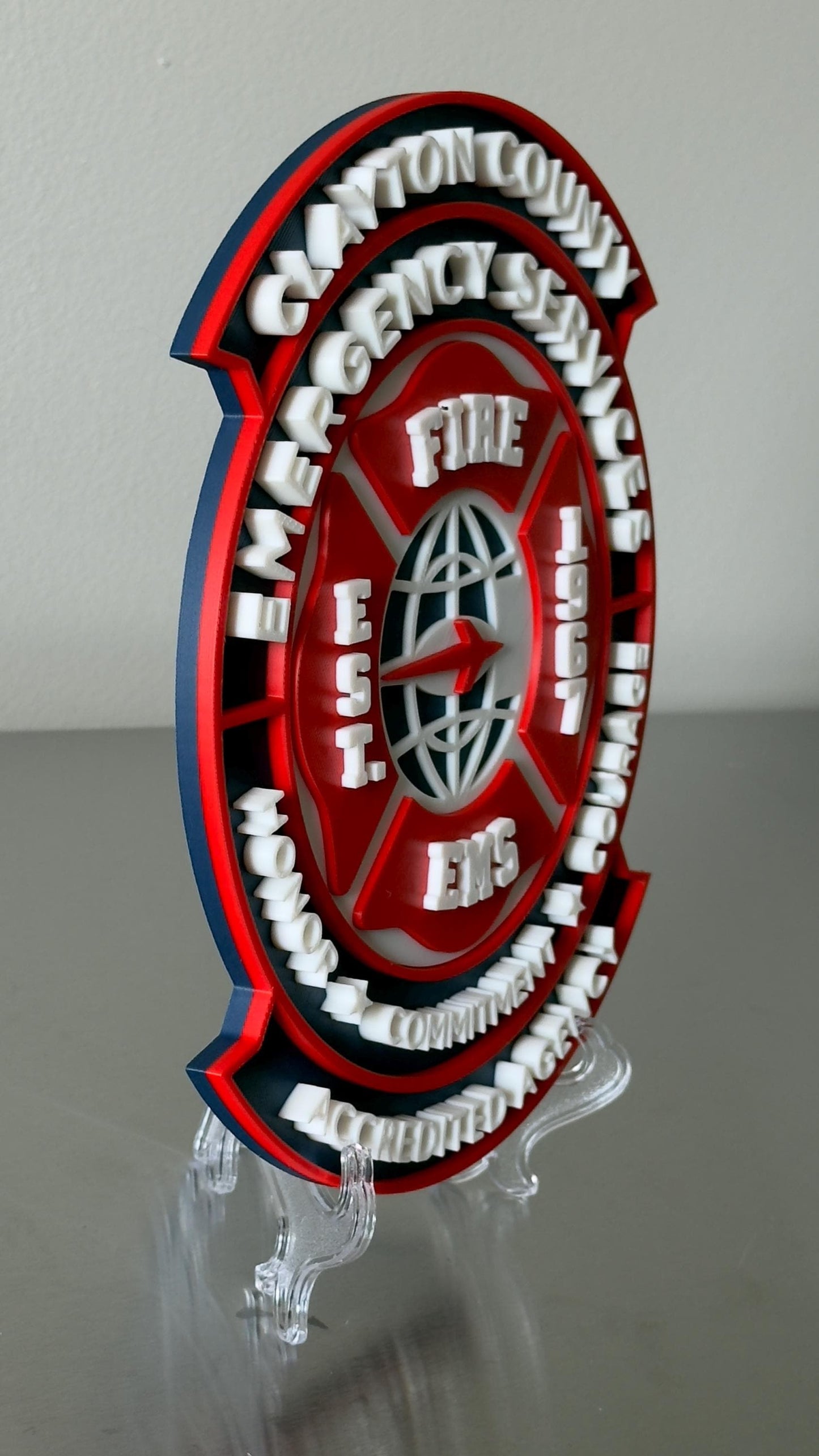 Clayton County GA Fire & EMS 3D Embossed Display Plaque: First Responder Wall Art Georgia
