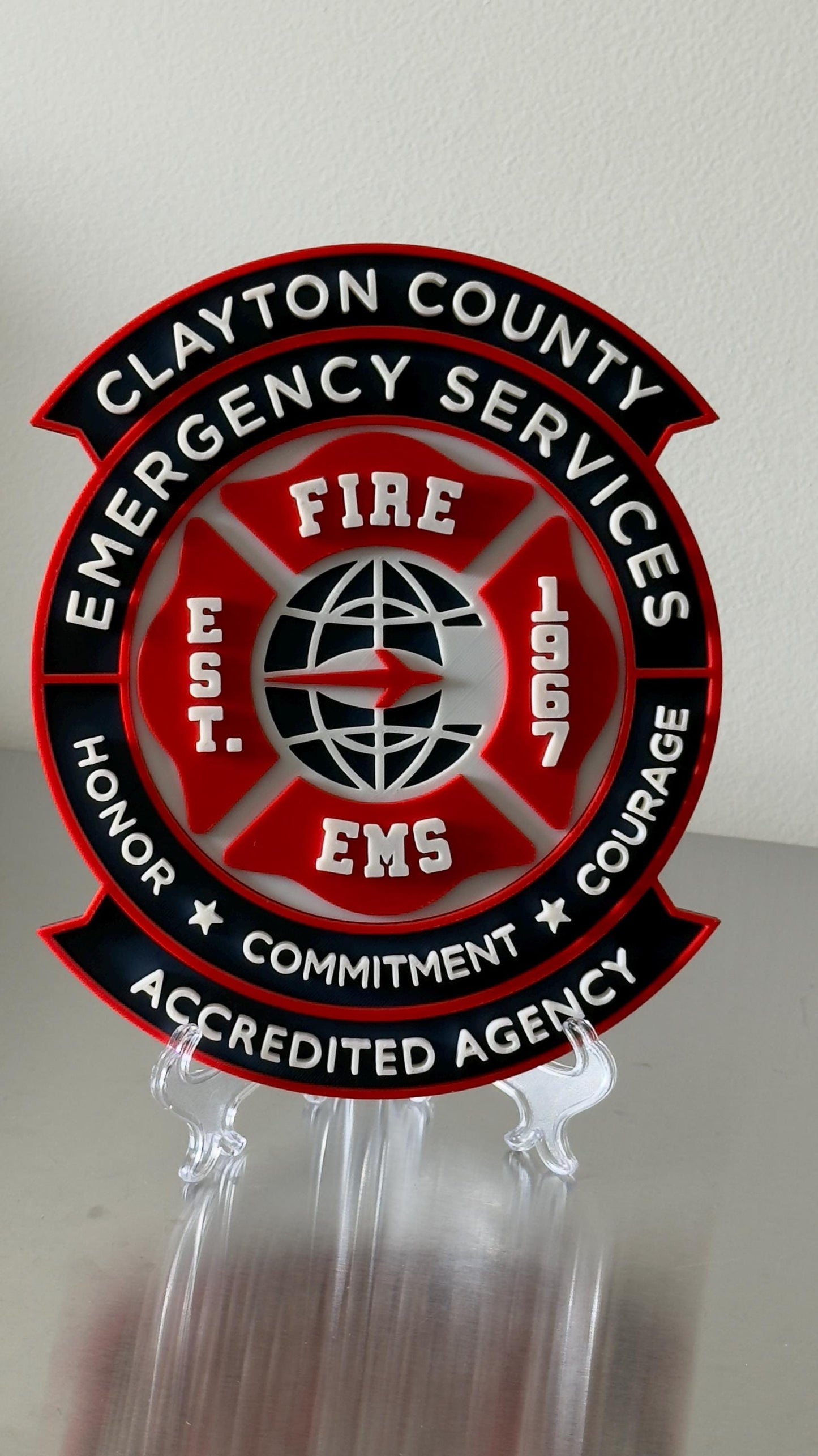 Clayton County GA Fire & EMS 3D Embossed Display Plaque: First Responder Wall Art Georgia