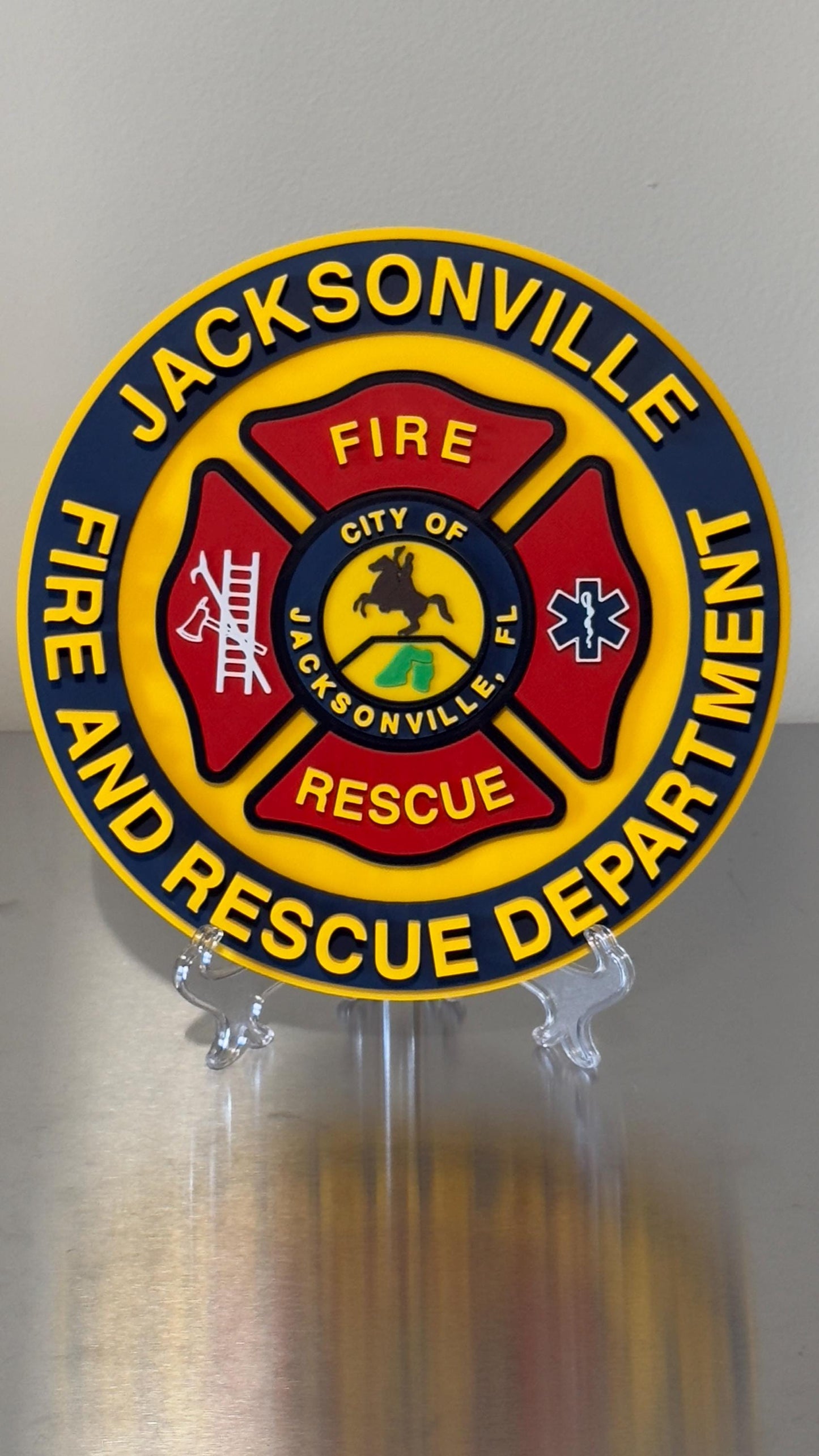 Jacksonville Fire & Rescue 3D Embossed Plaque: First Responder Wall Art Florida