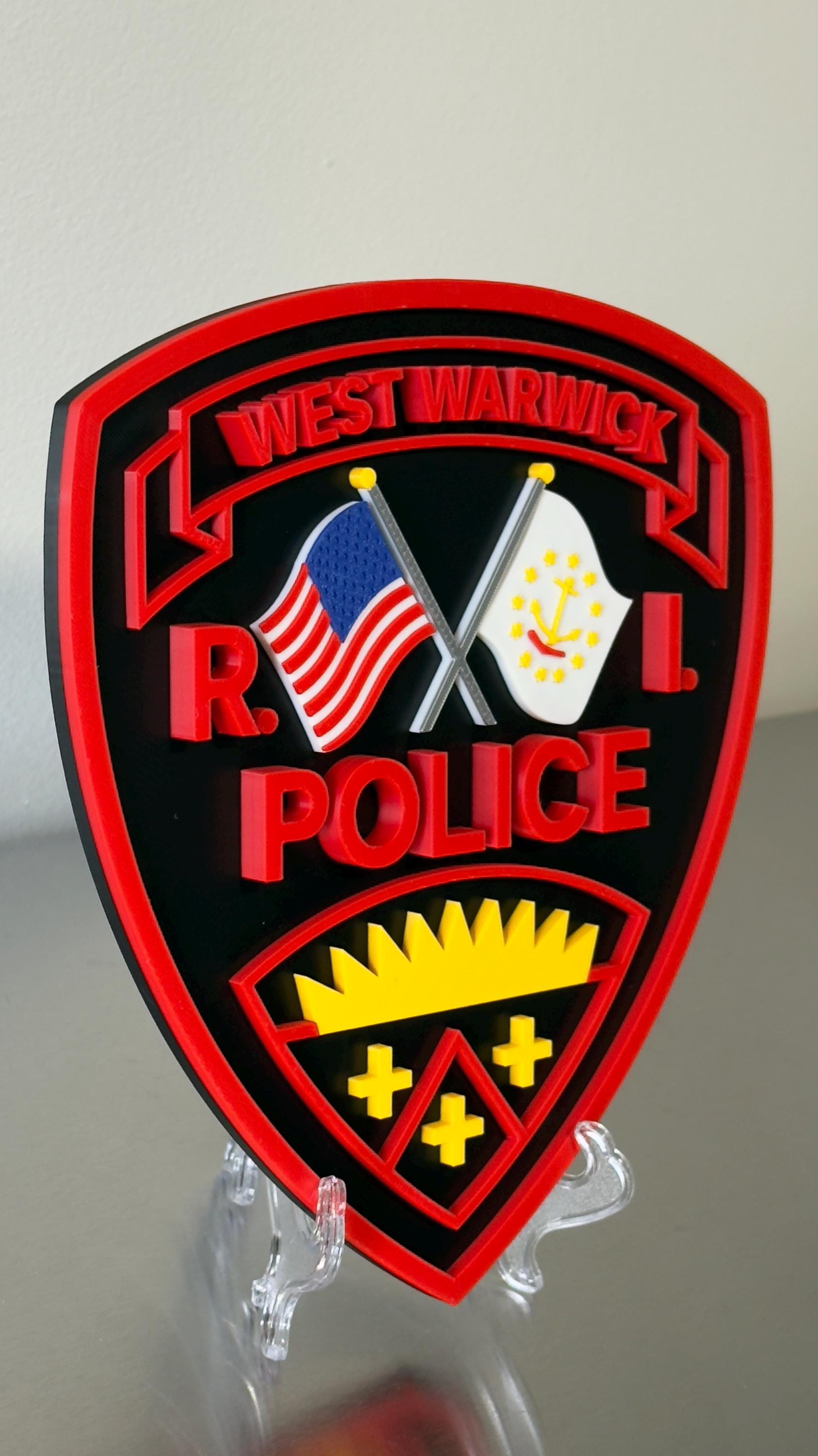 West Warwick RI Police 3D Plaque: First Responder Wall Art Rhode Island