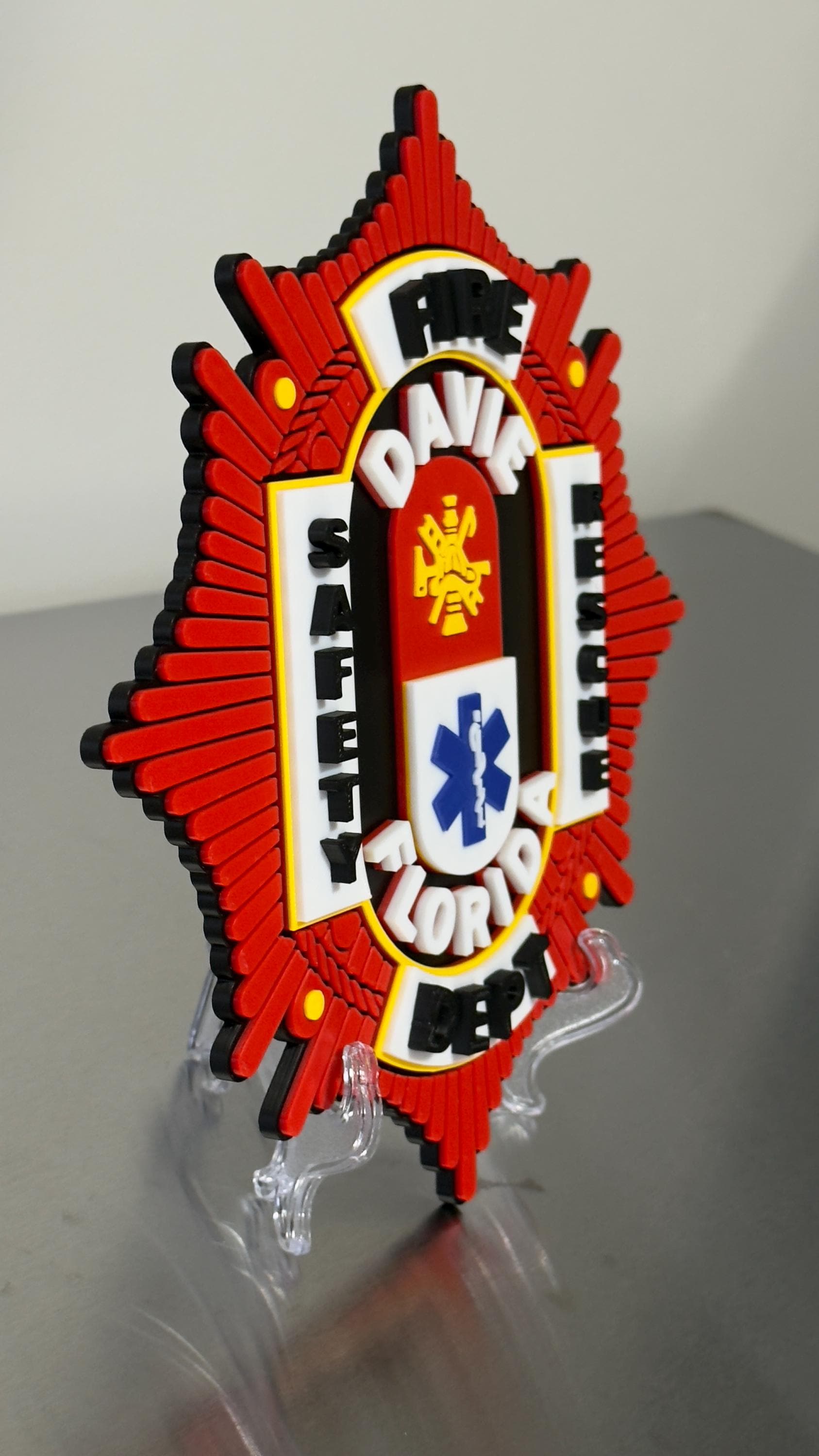 Davie Fire Rescue 3D Embossed Plaque: Florida First Responder Wall Art