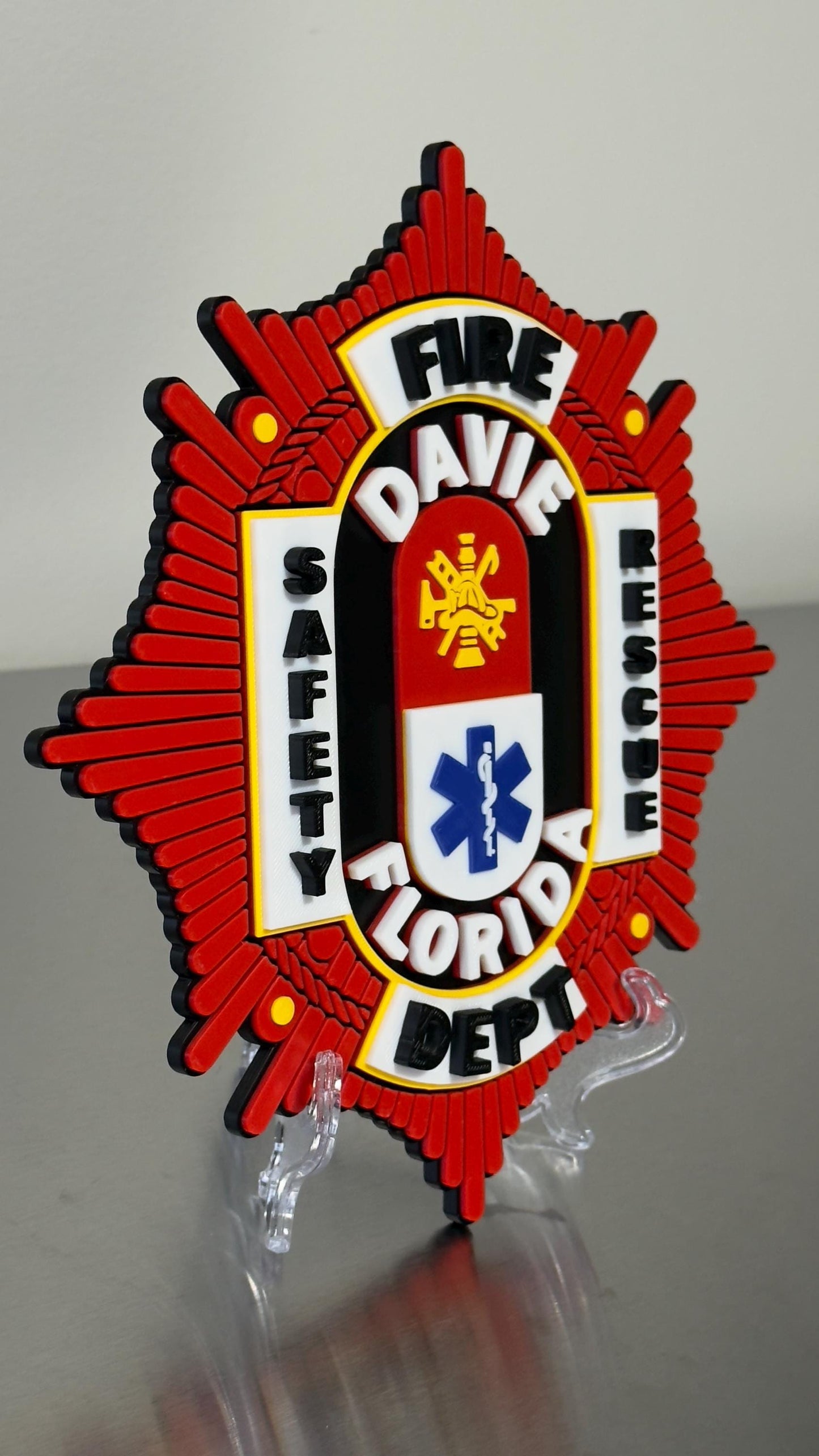 Davie Fire Rescue 3D Embossed Plaque: Florida First Responder Wall Art