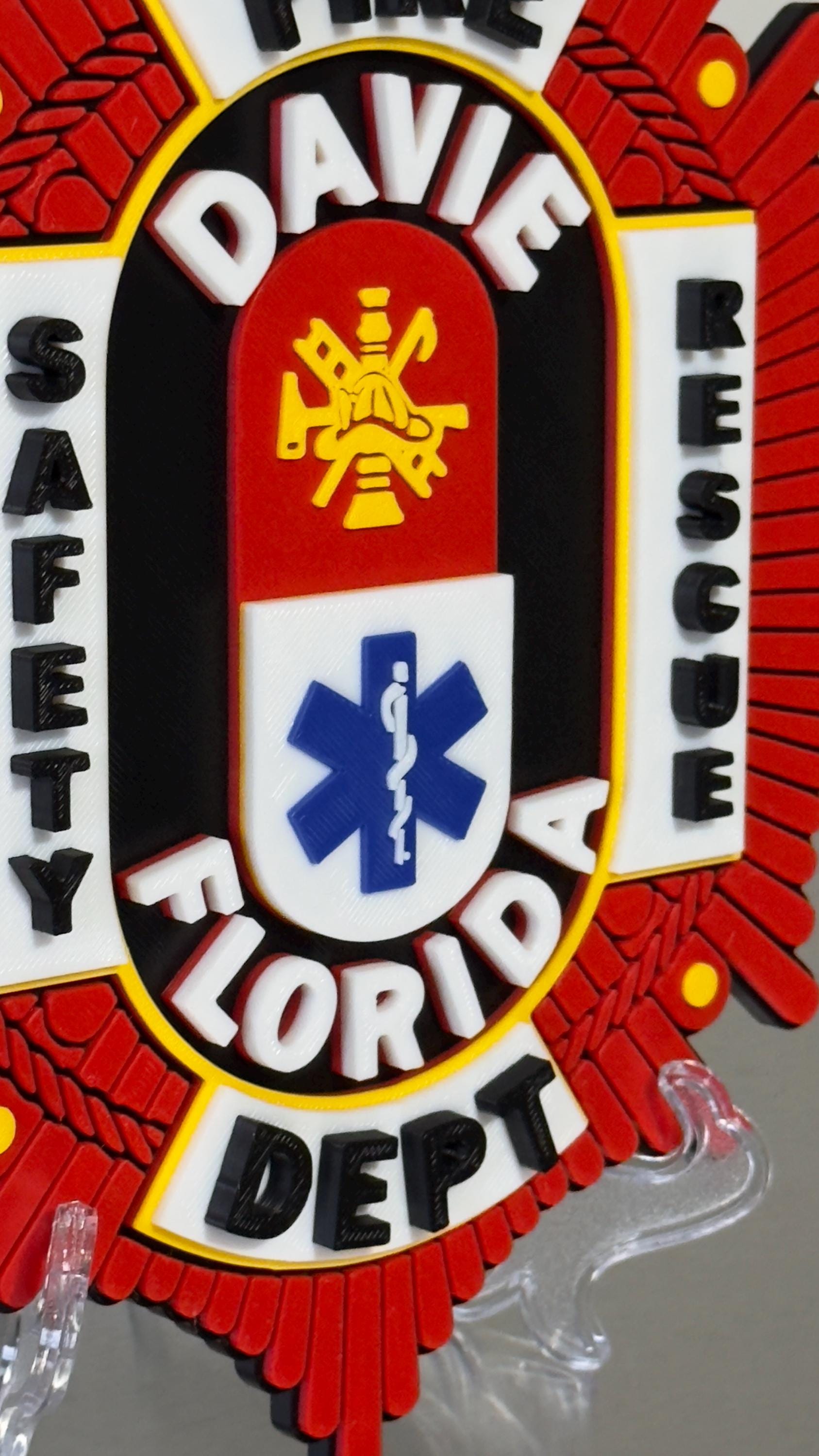 Davie Fire Rescue 3D Embossed Plaque: Florida First Responder Wall Art