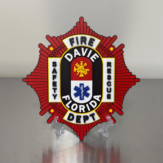 Davie Fire Rescue 3D Embossed Plaque: Florida First Responder Wall Art