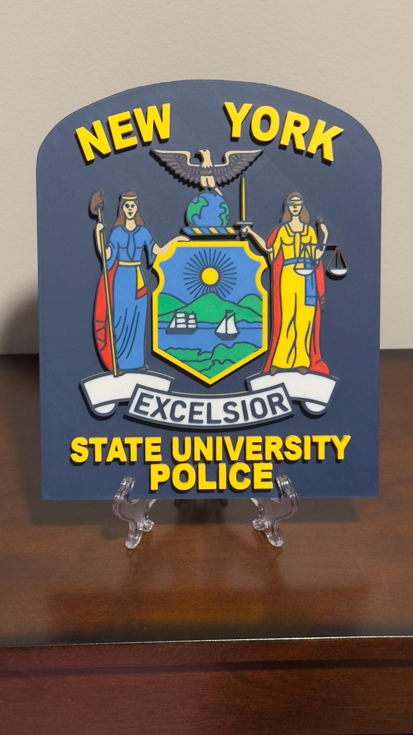 University Police Plaque: 3D Embossed Wall Display - First Responder Tribute New York