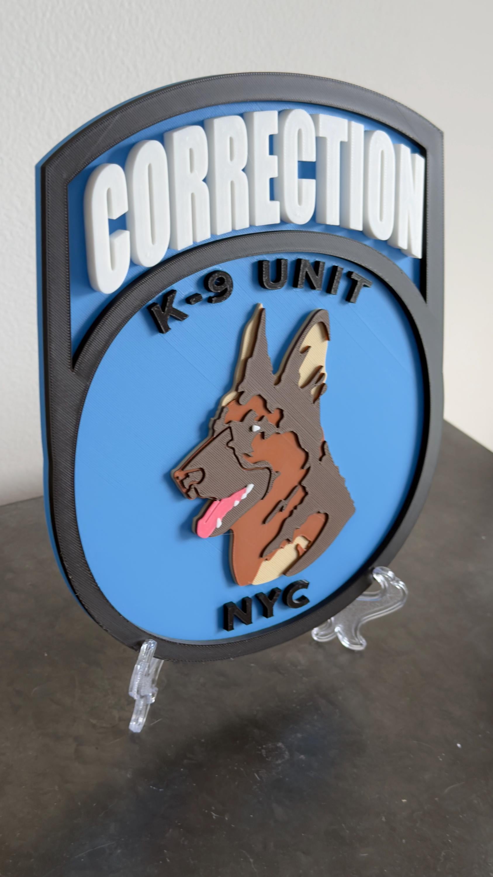 NYC Corrections K9 Unit 3D Plaque - First Responder Wall Decor New York