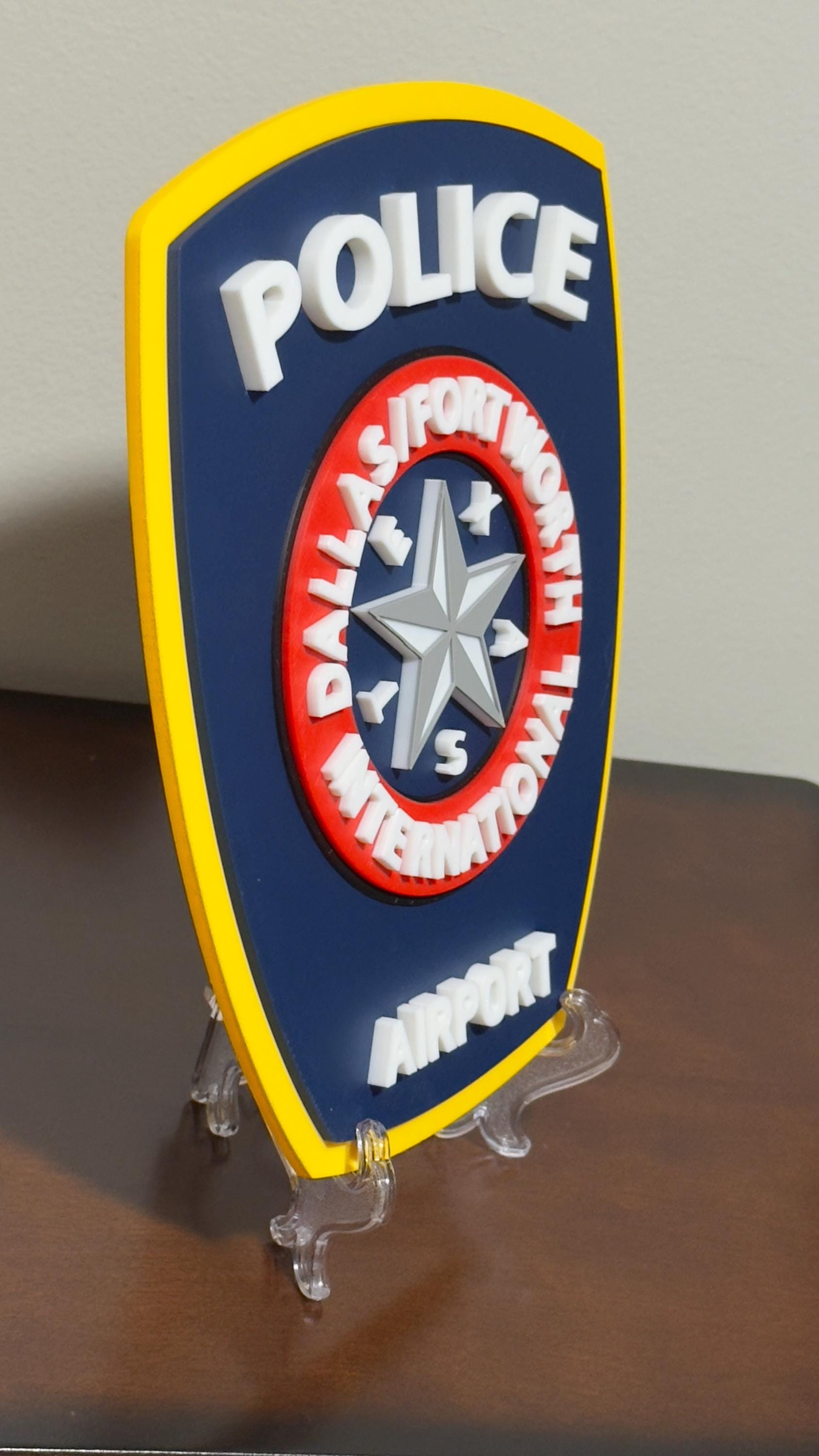 Texas DFW Airport Police Plaque - 3D Embossed Wall Art