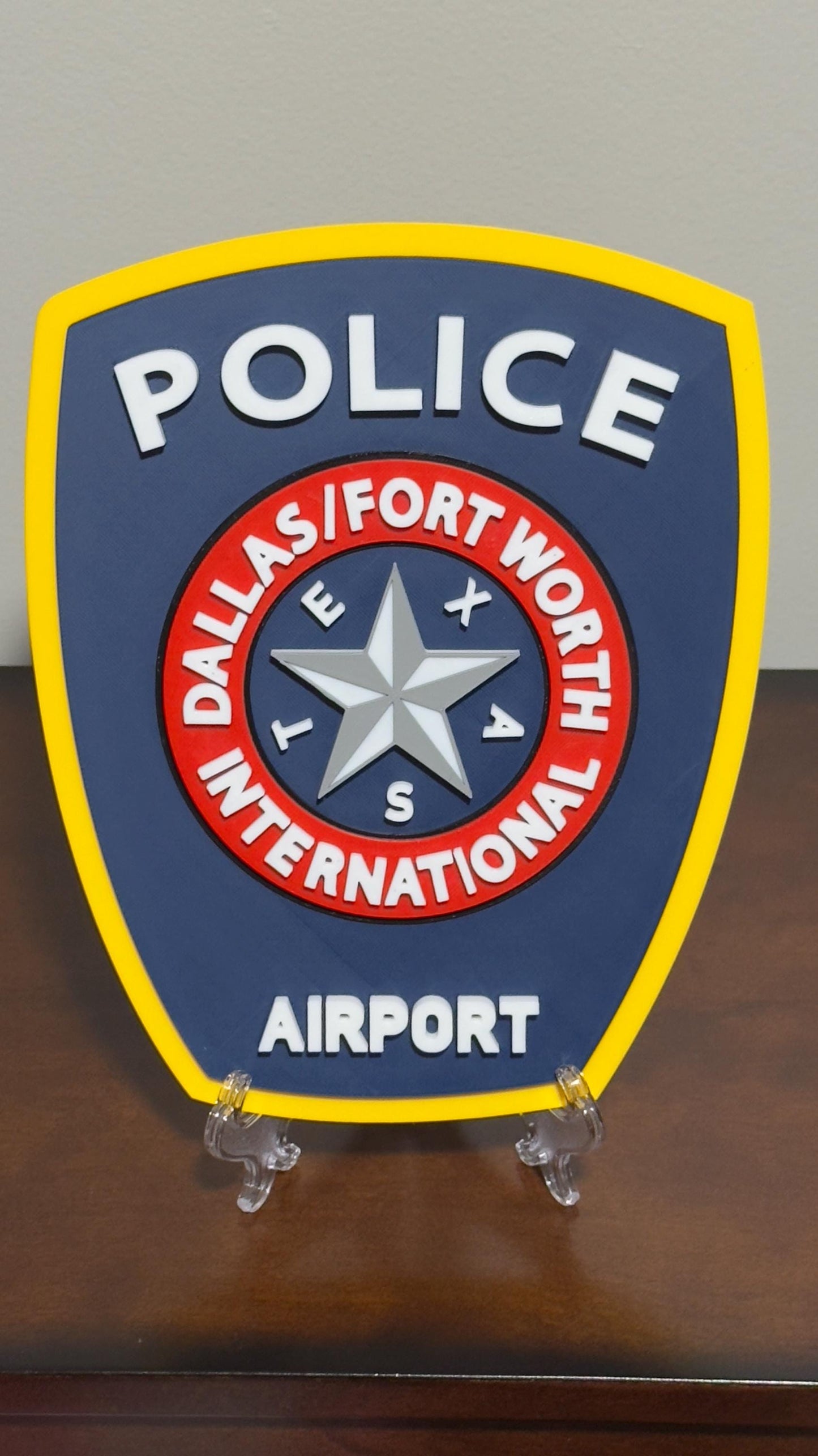 Texas DFW Airport Police Plaque - 3D Embossed Wall Art
