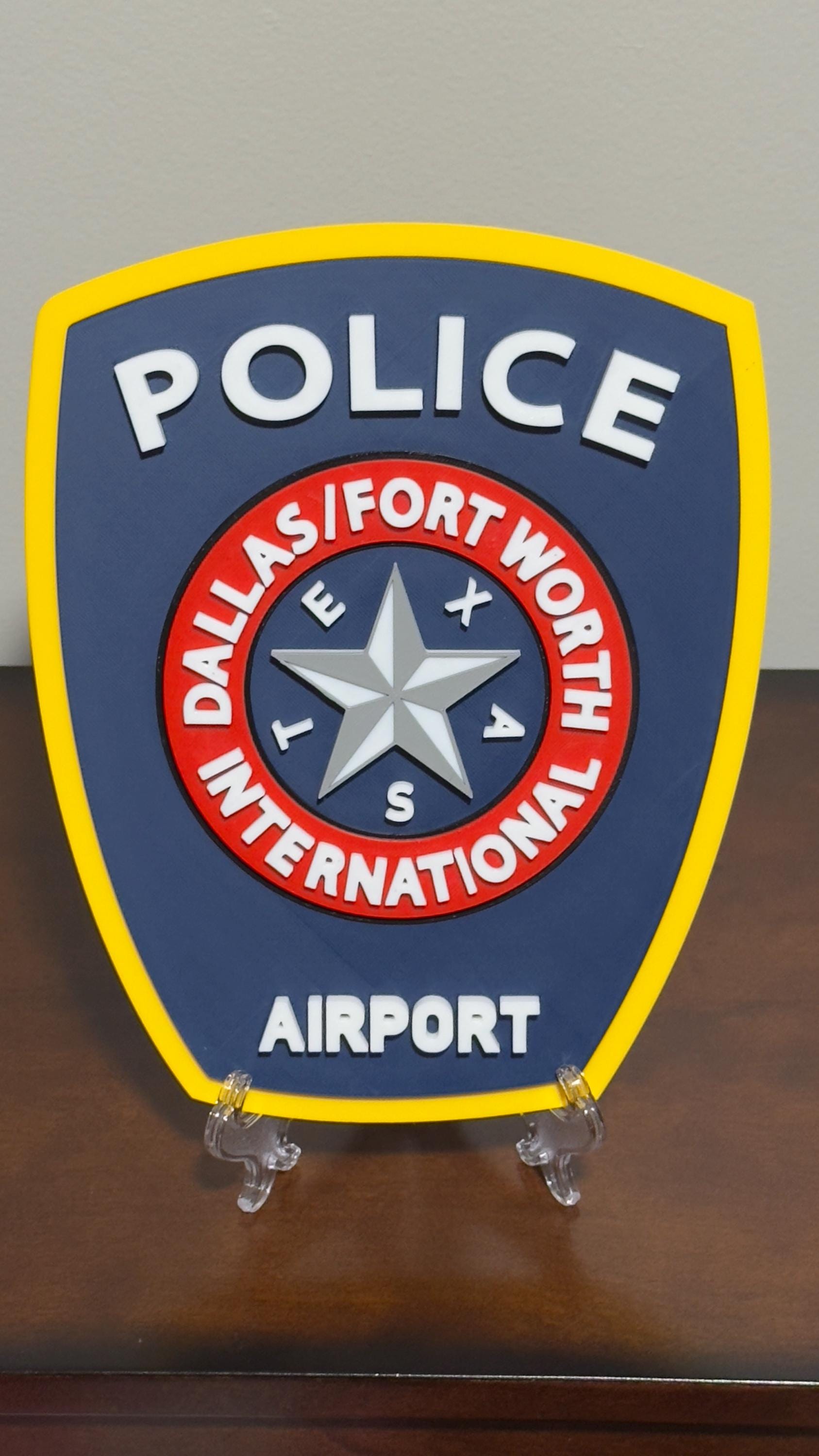 Texas DFW Airport Police Plaque - 3D Embossed Wall Art