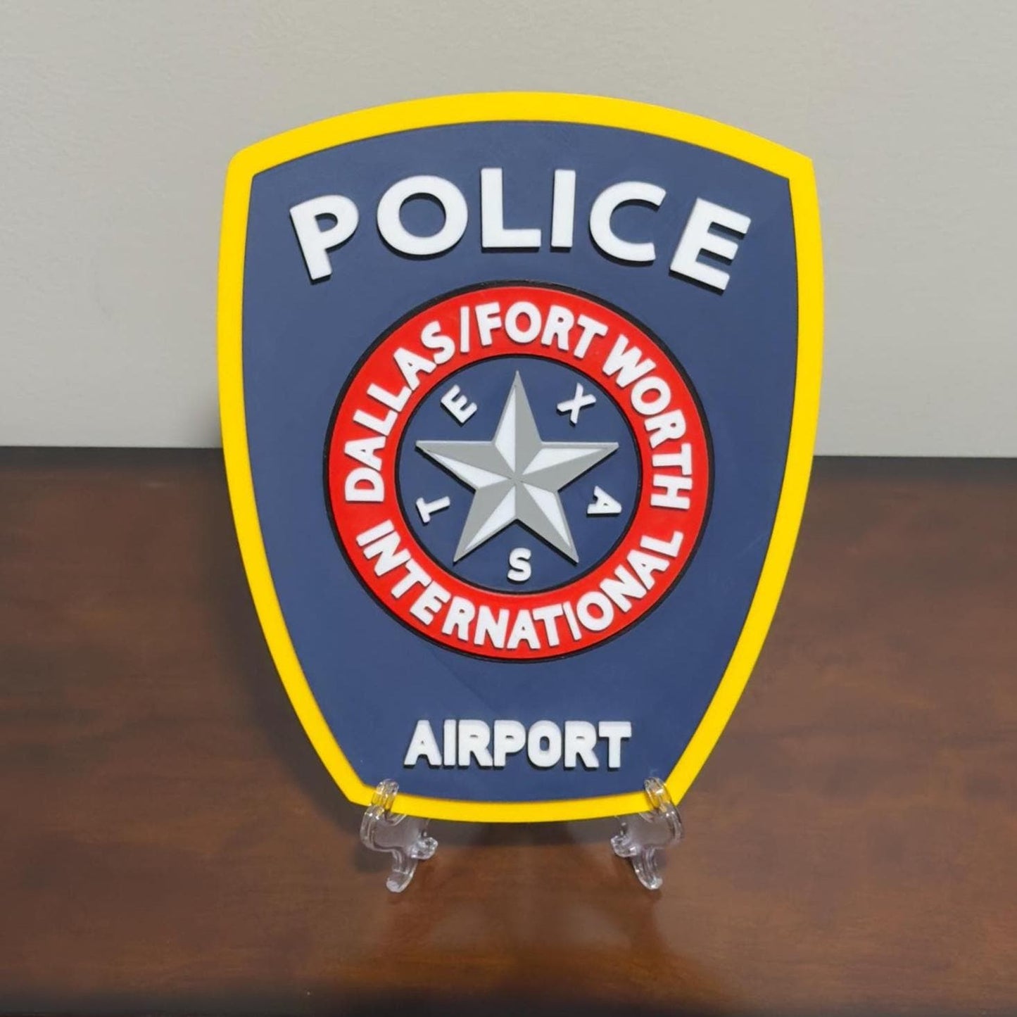 Texas DFW Airport Police Plaque - 3D Embossed Wall Art