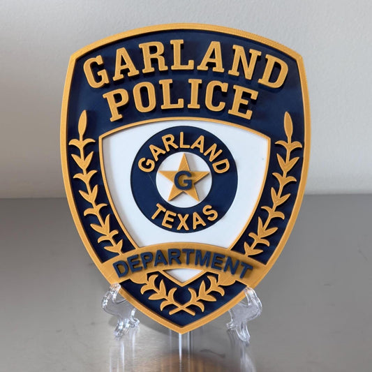 Garland Police Department Plaque: Texas 3D Embossed Wall Art