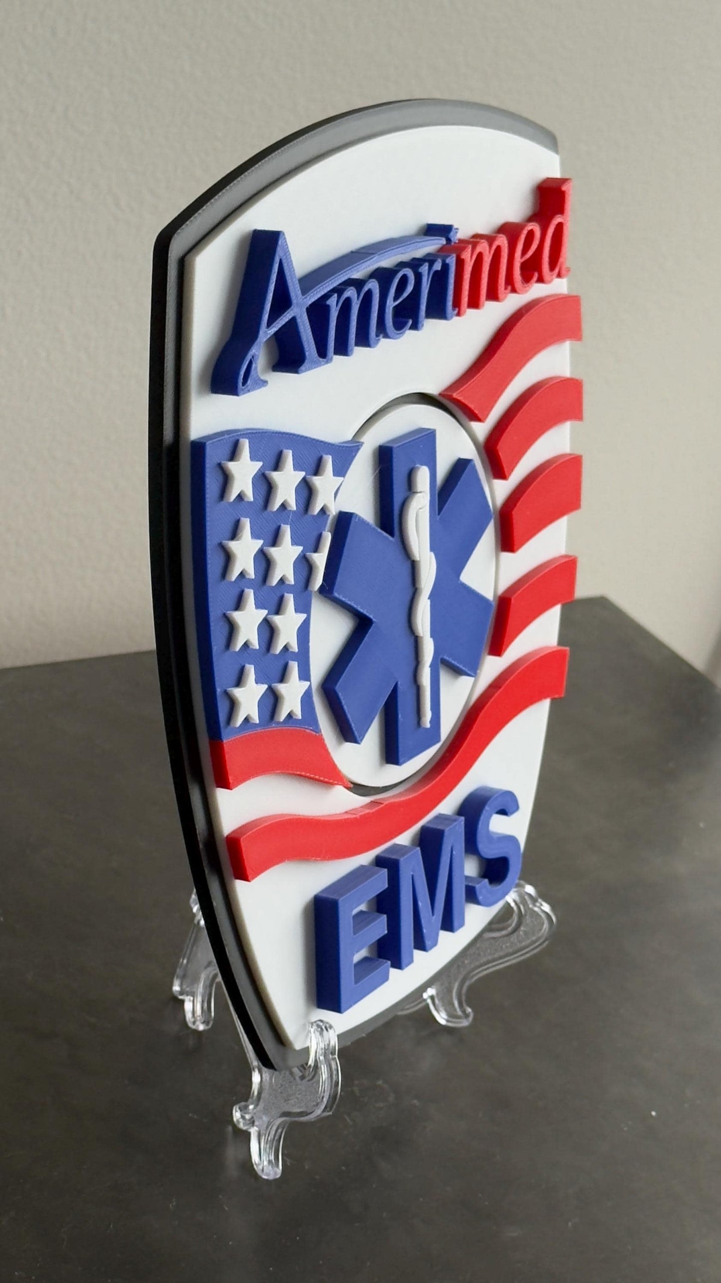 First Responder Wall Plaque: Amerimed EMS Logo - 3D Embossed Design