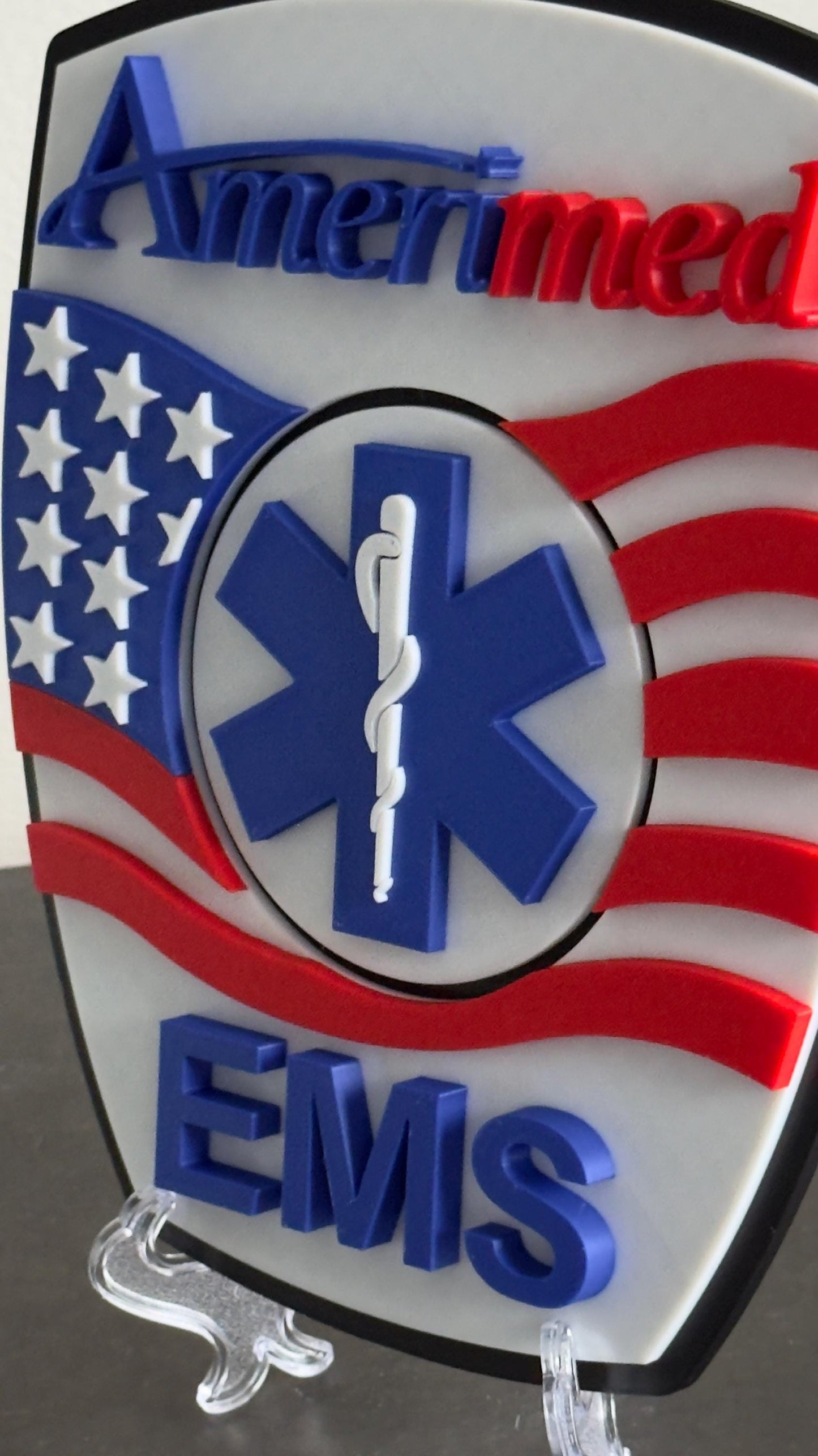 First Responder Wall Plaque: Amerimed EMS Logo - 3D Embossed Design