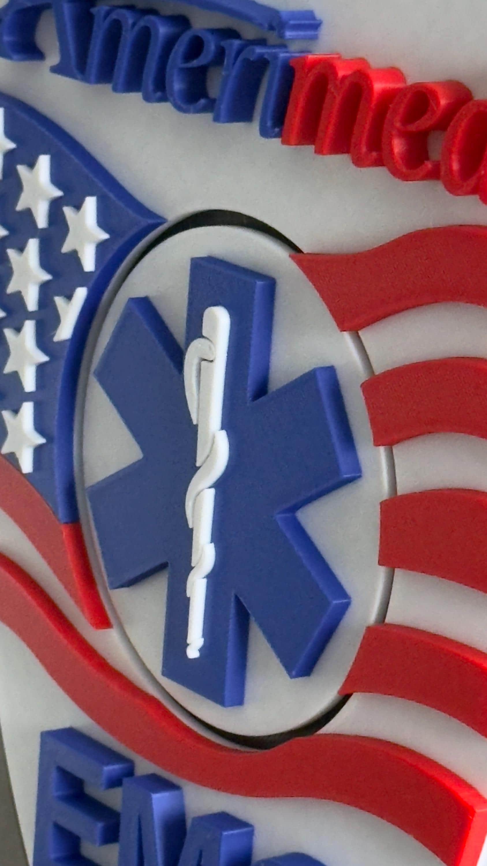First Responder Wall Plaque: Amerimed EMS Logo - 3D Embossed Design