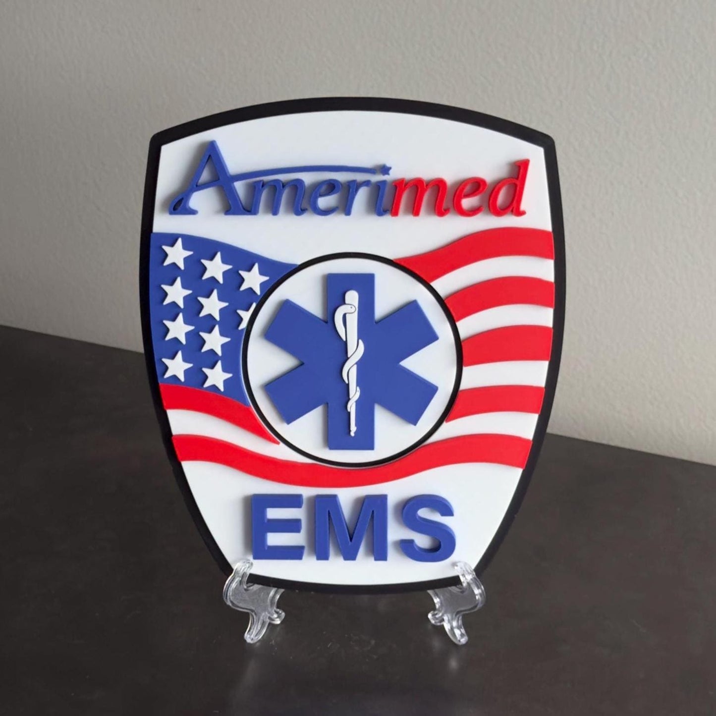 First Responder Wall Plaque: Amerimed EMS Logo - 3D Embossed Design