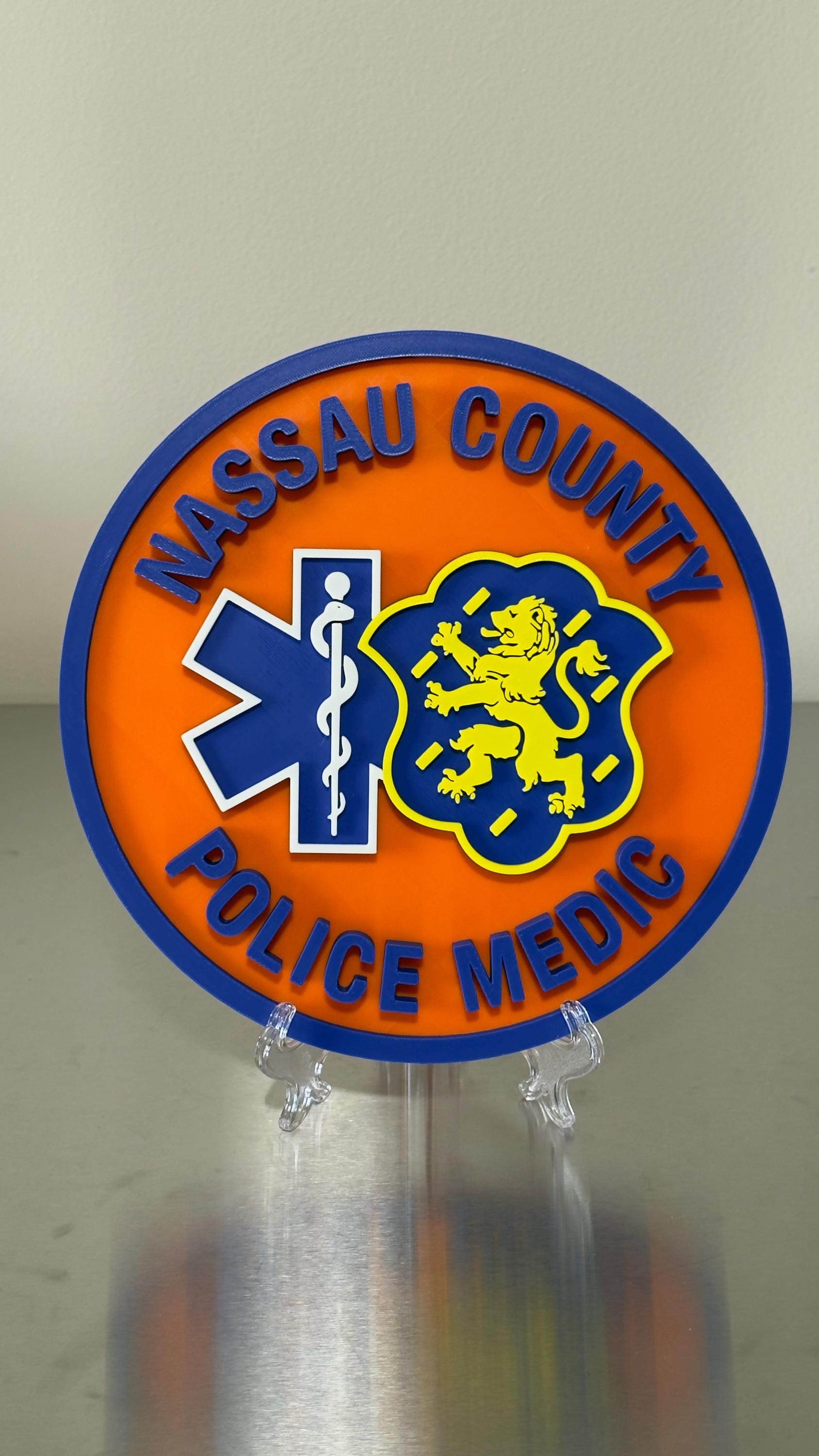 Nassau County Police Medic 3D Embossed Plaque: Long Island NY First Responder Wall Art New York