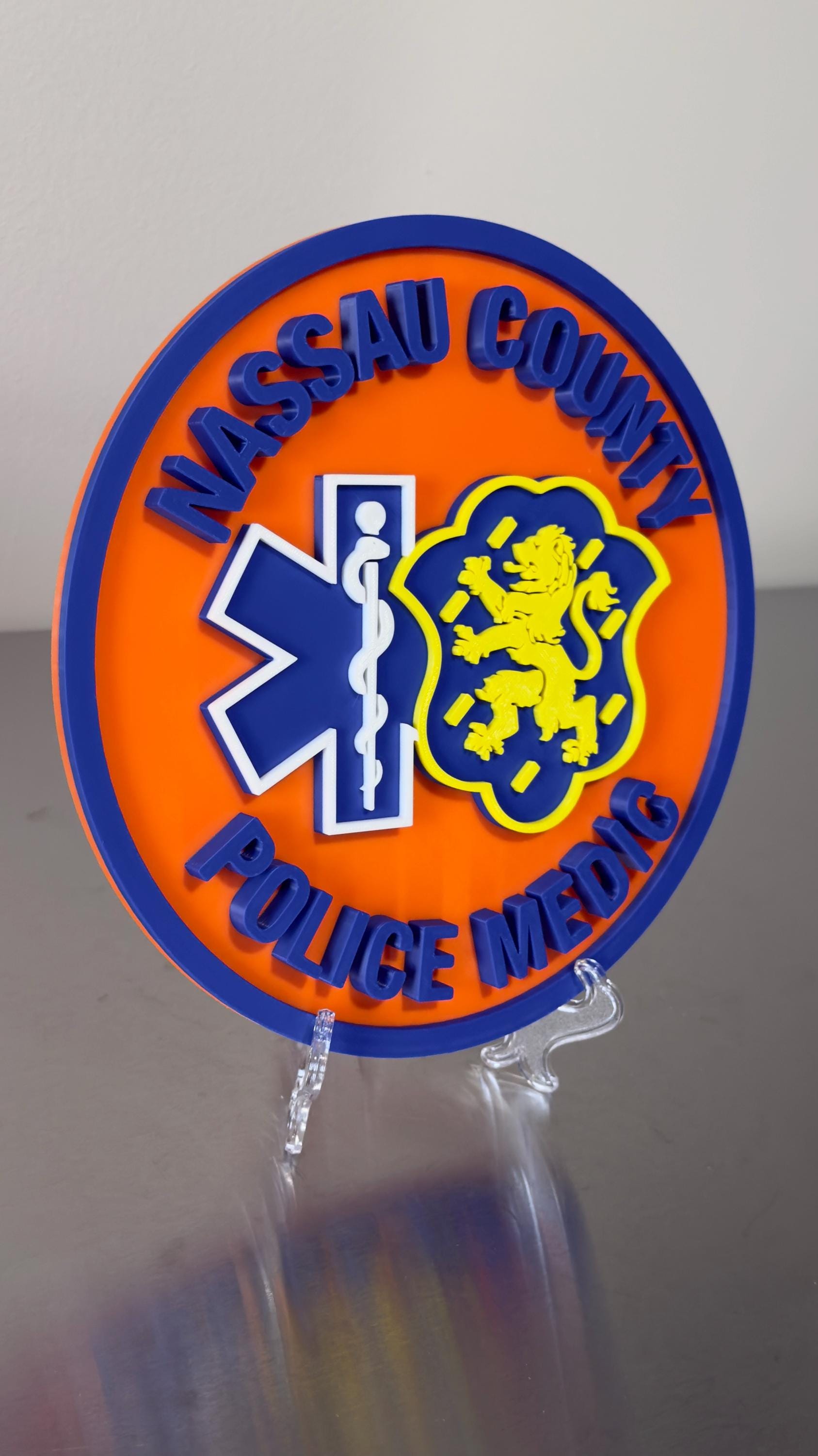 Nassau County Police Medic 3D Embossed Plaque: Long Island NY First Responder Wall Art New York
