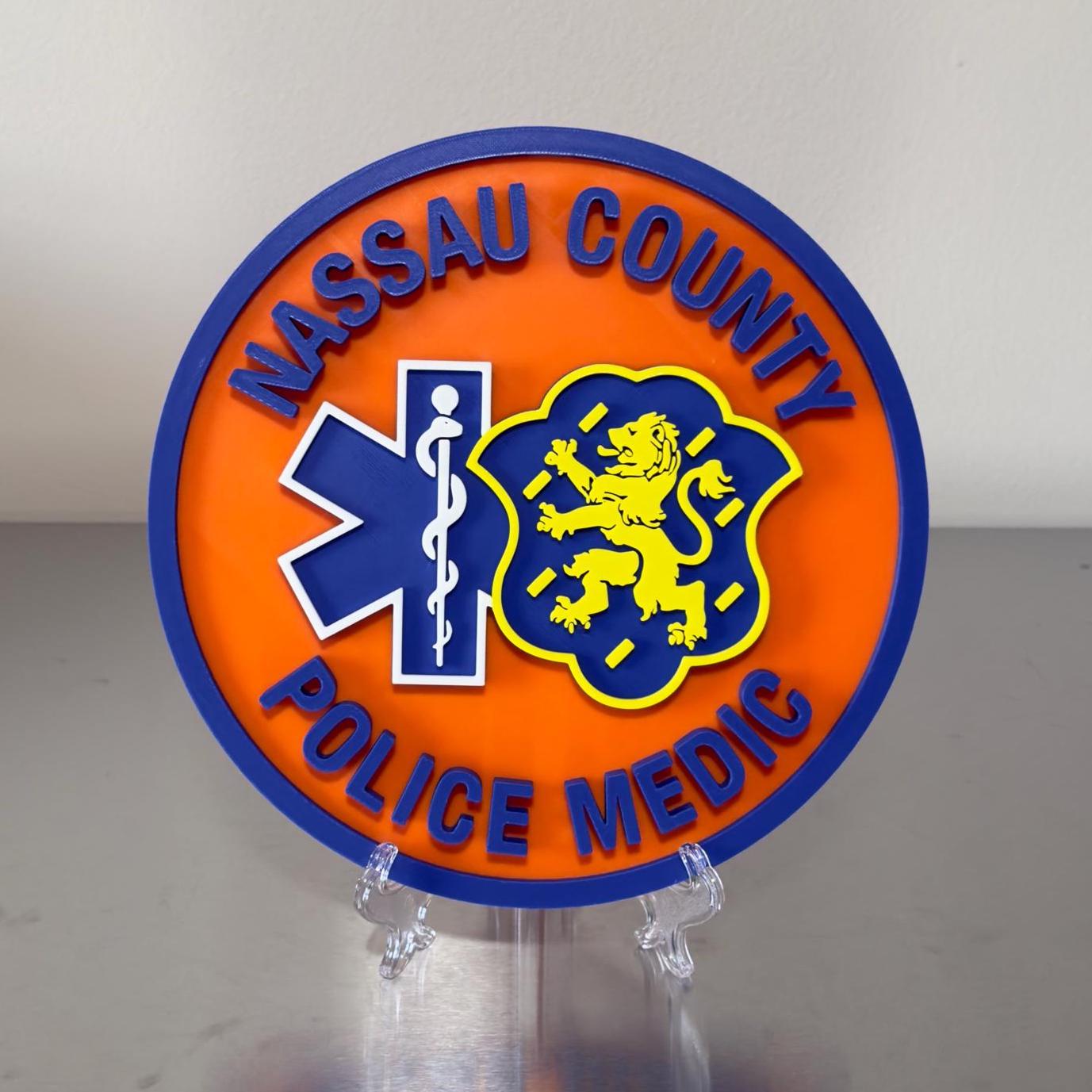 Nassau County Police Medic 3D Embossed Plaque: Long Island NY First Responder Wall Art New York