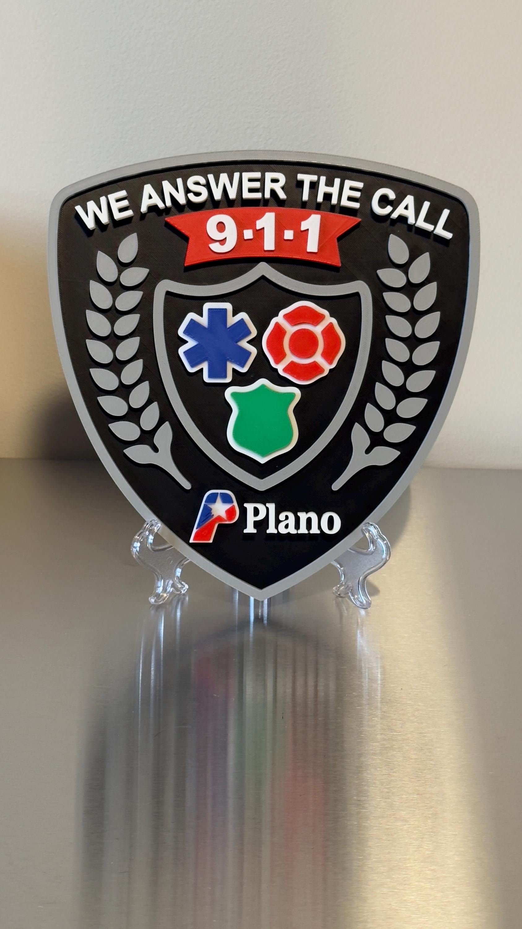 Plano 911 Dis 3D Embossed Plaque: Texas First Responder Wall Art