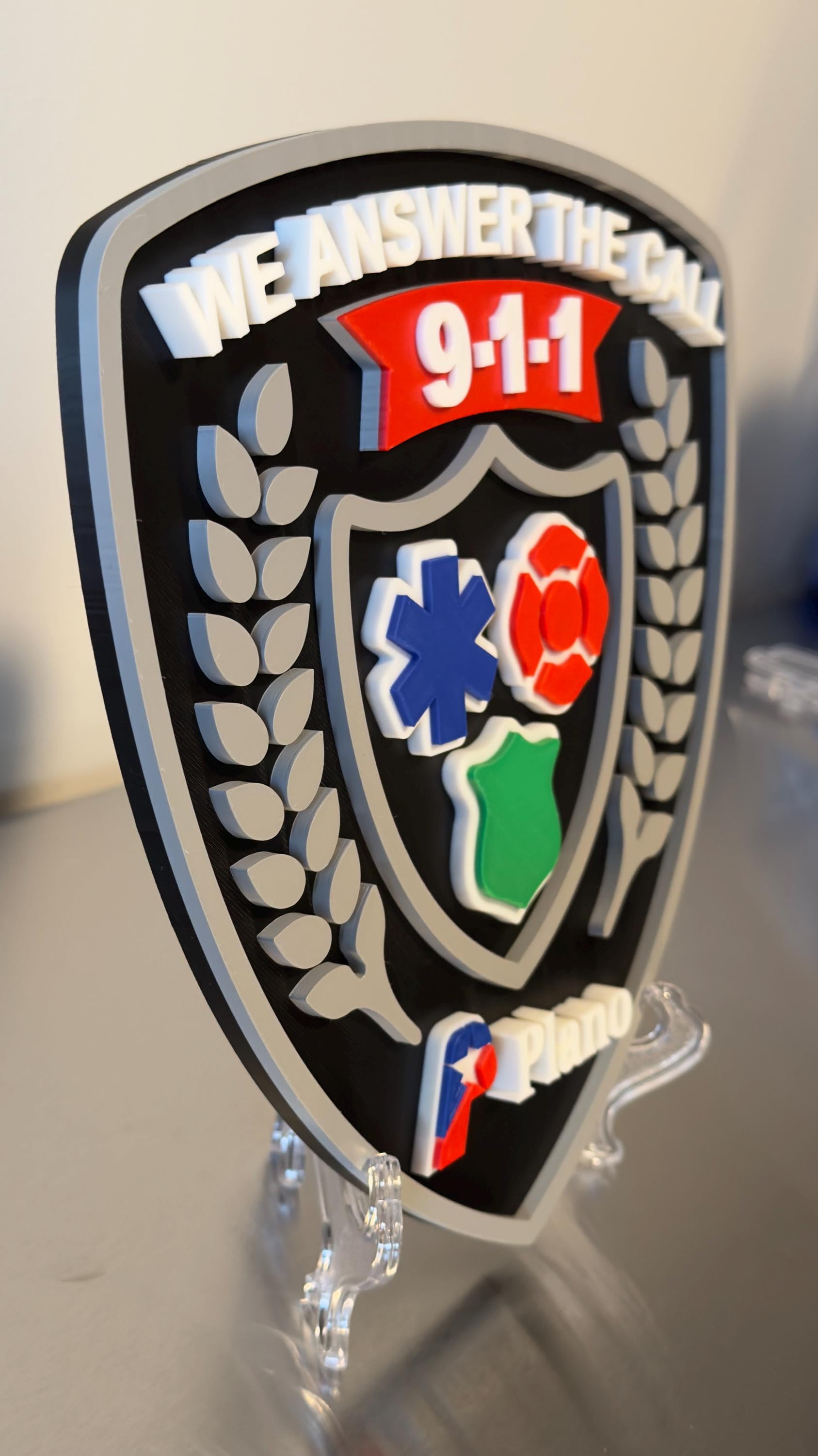 Plano 911 Dis 3D Embossed Plaque: Texas First Responder Wall Art
