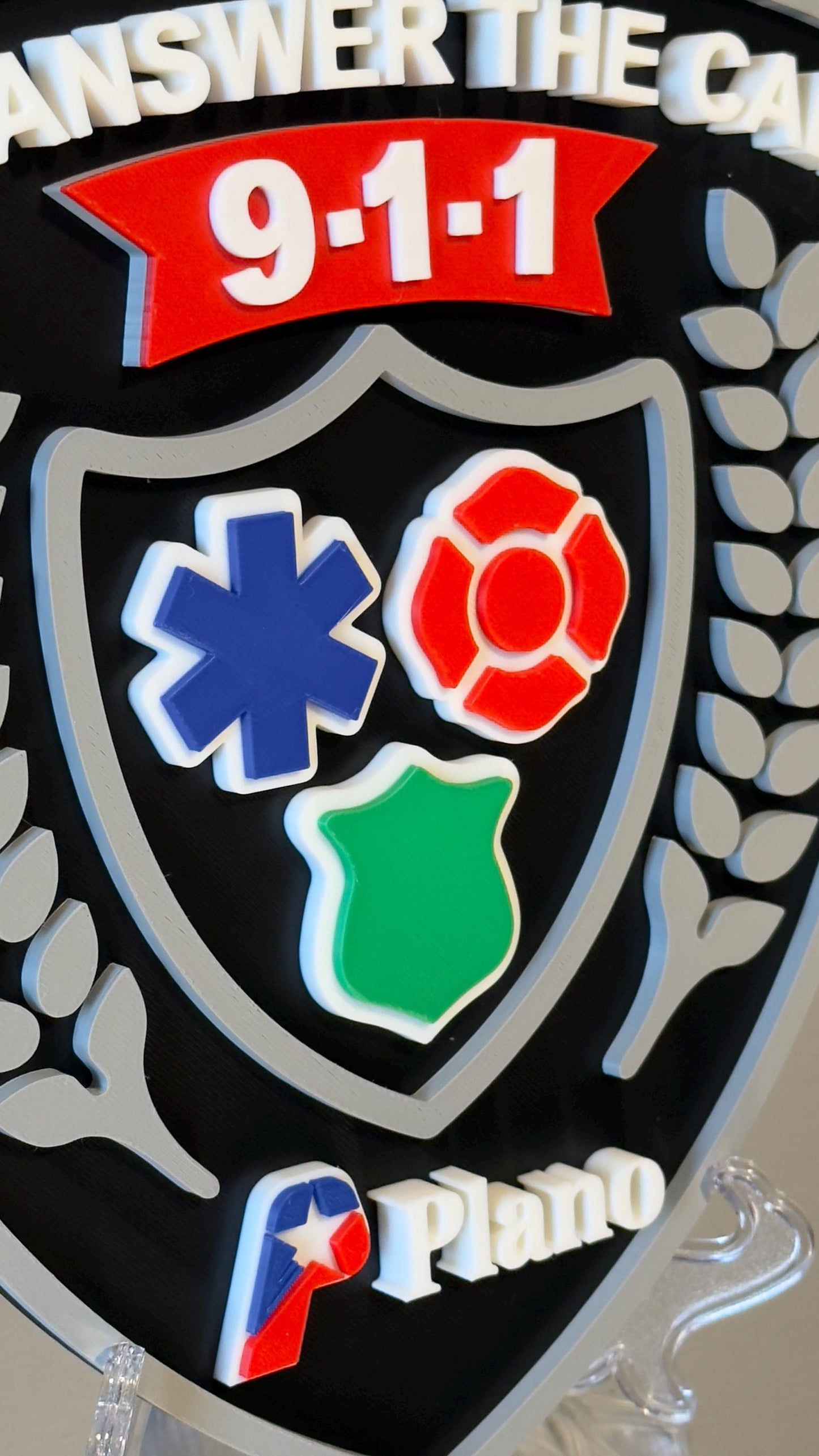 Plano 911 Dis 3D Embossed Plaque: Texas First Responder Wall Art