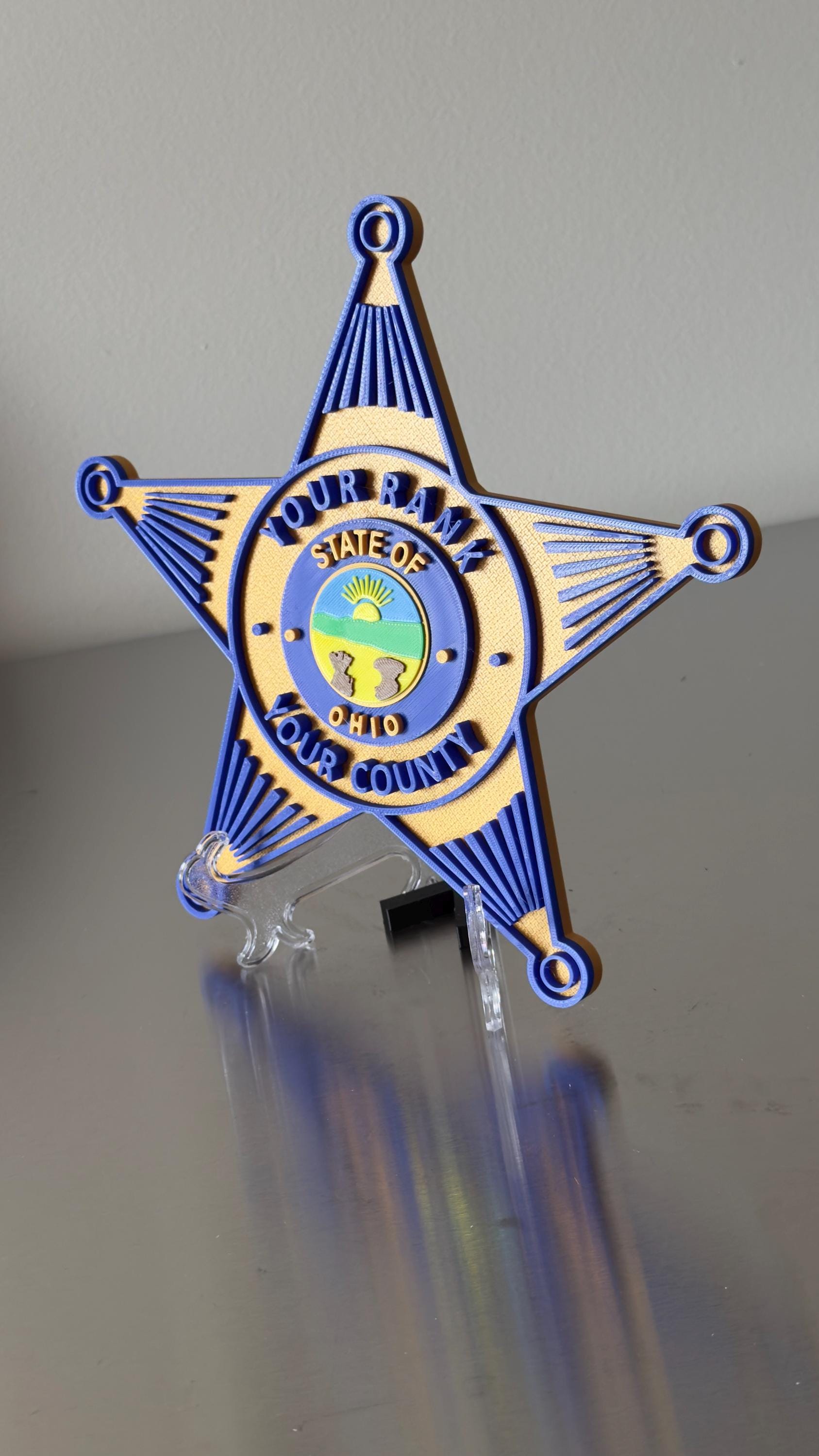 Ohio Deputy Sheriff 3D Plaque, First Responder Wall Art (9 inch)