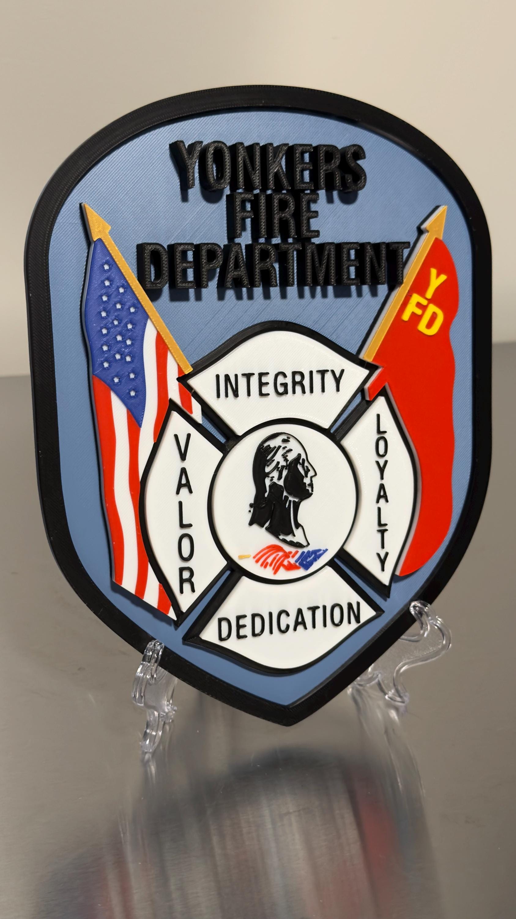 Yonkers Fire Department 3D Embossed Plaque: NY Firefighter Gift New York