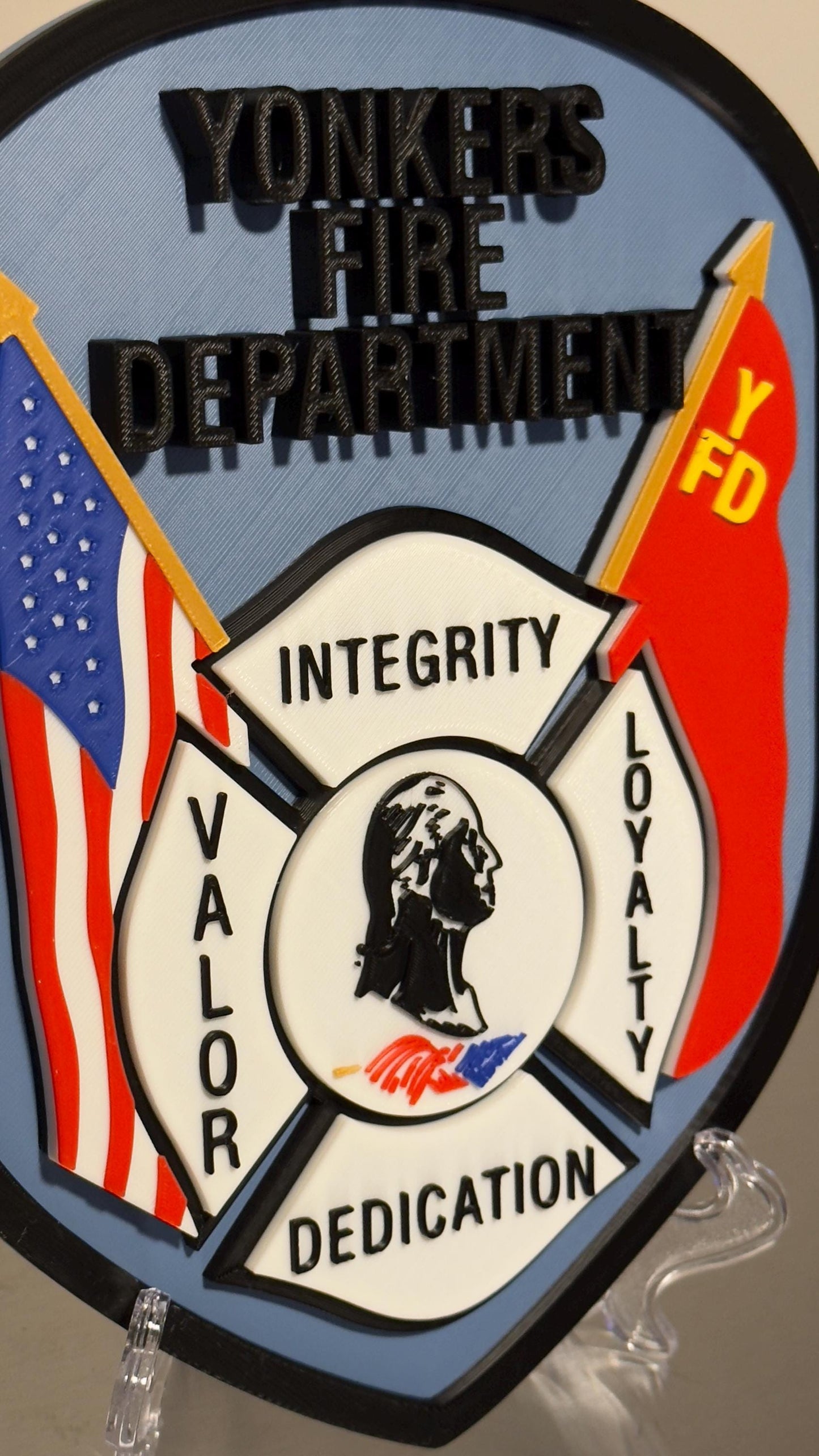 Yonkers Fire Department 3D Embossed Plaque: NY Firefighter Gift New York