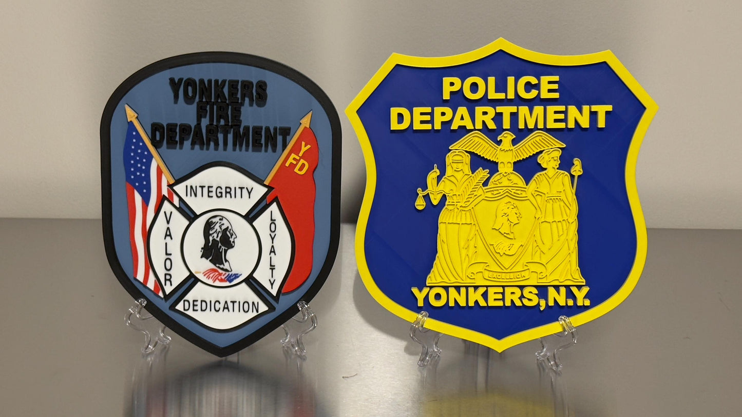 Yonkers Fire Department 3D Embossed Plaque: NY Firefighter Gift New York