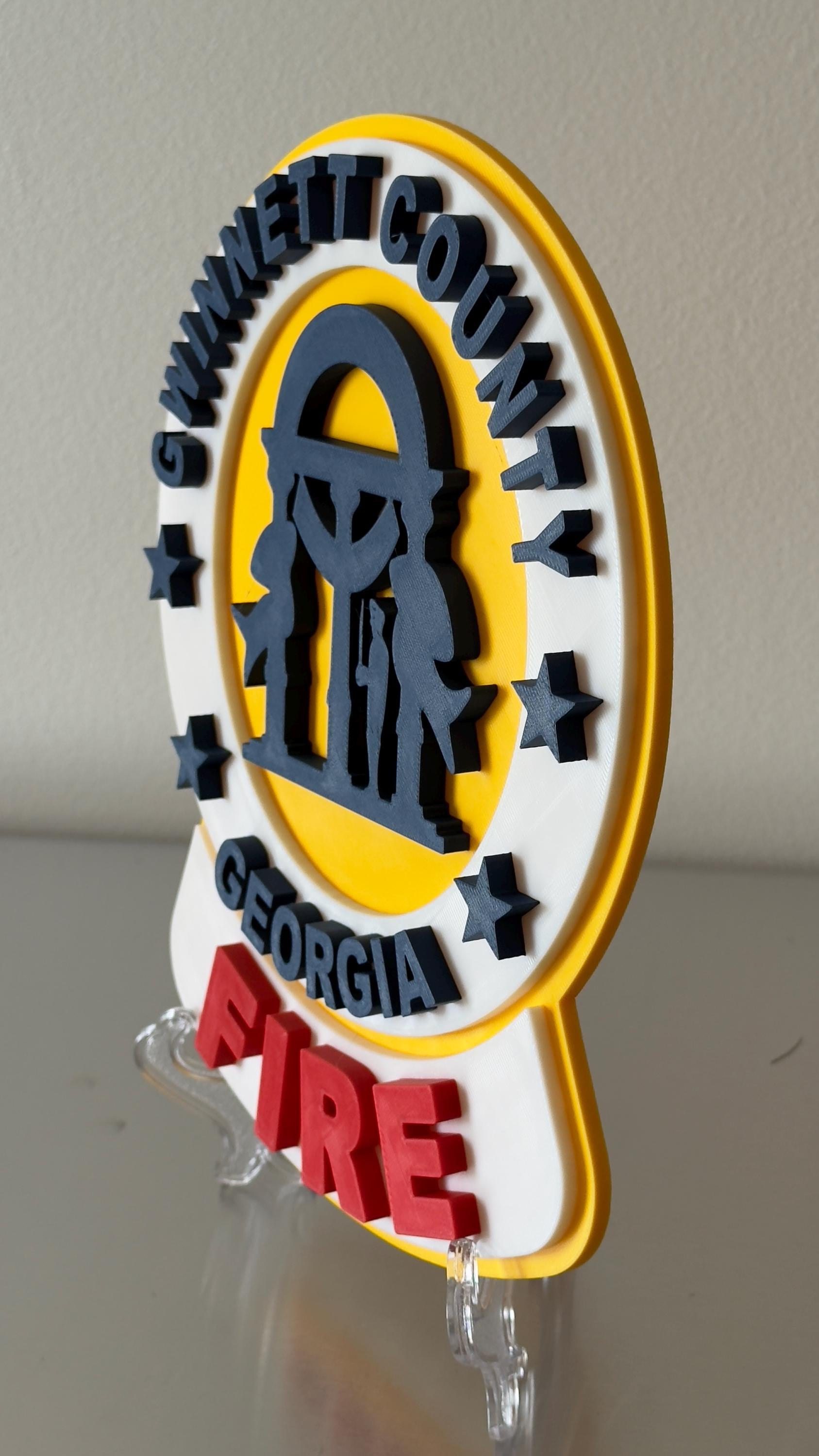 Gwinnett County GA Fire Department 3D Embossed Plaque: First Responder Wall Art Georgia