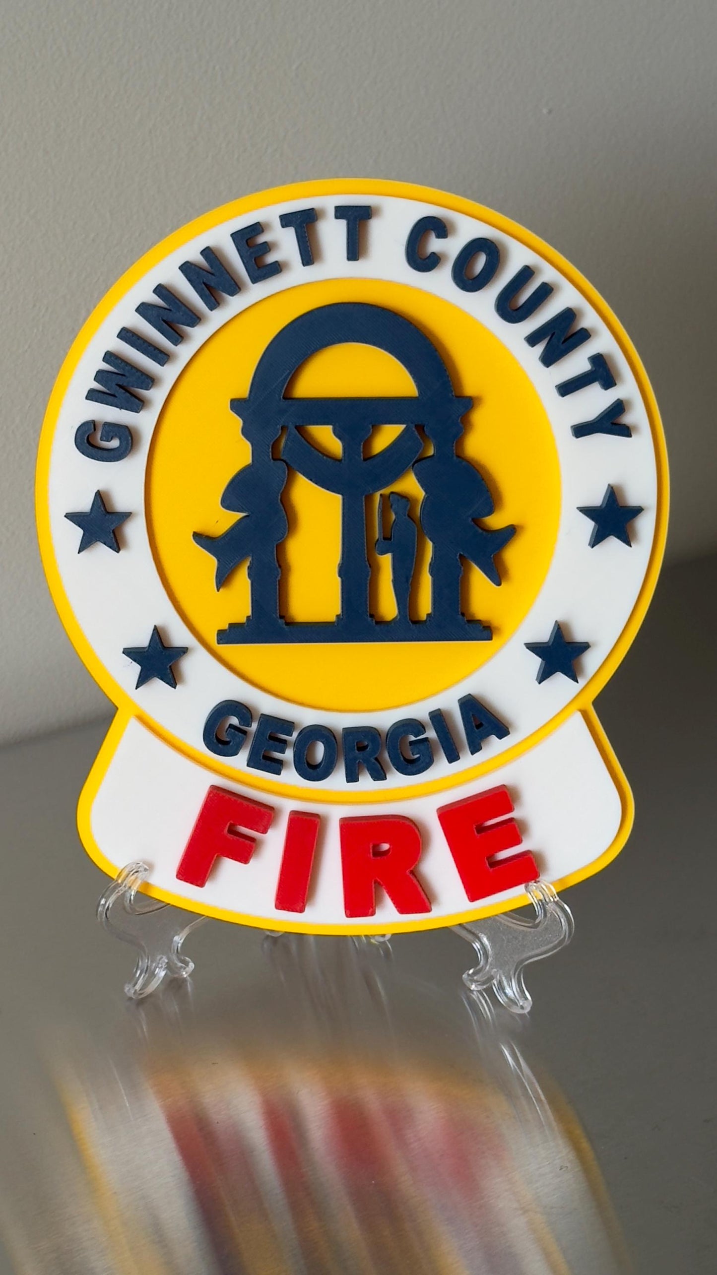 Gwinnett County GA Fire Department 3D Embossed Plaque: First Responder Wall Art Georgia