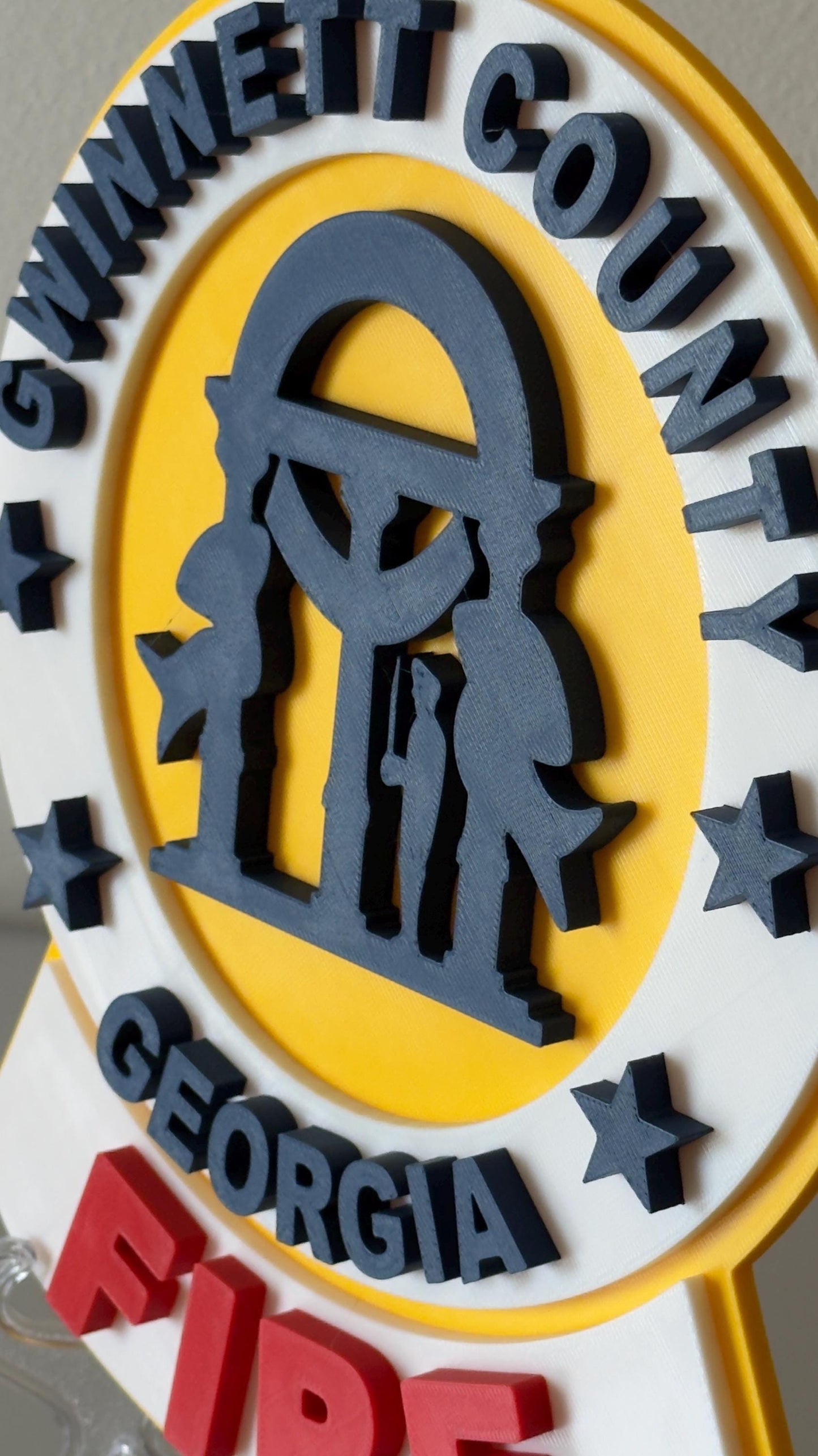 Gwinnett County GA Fire Department 3D Embossed Plaque: First Responder Wall Art Georgia